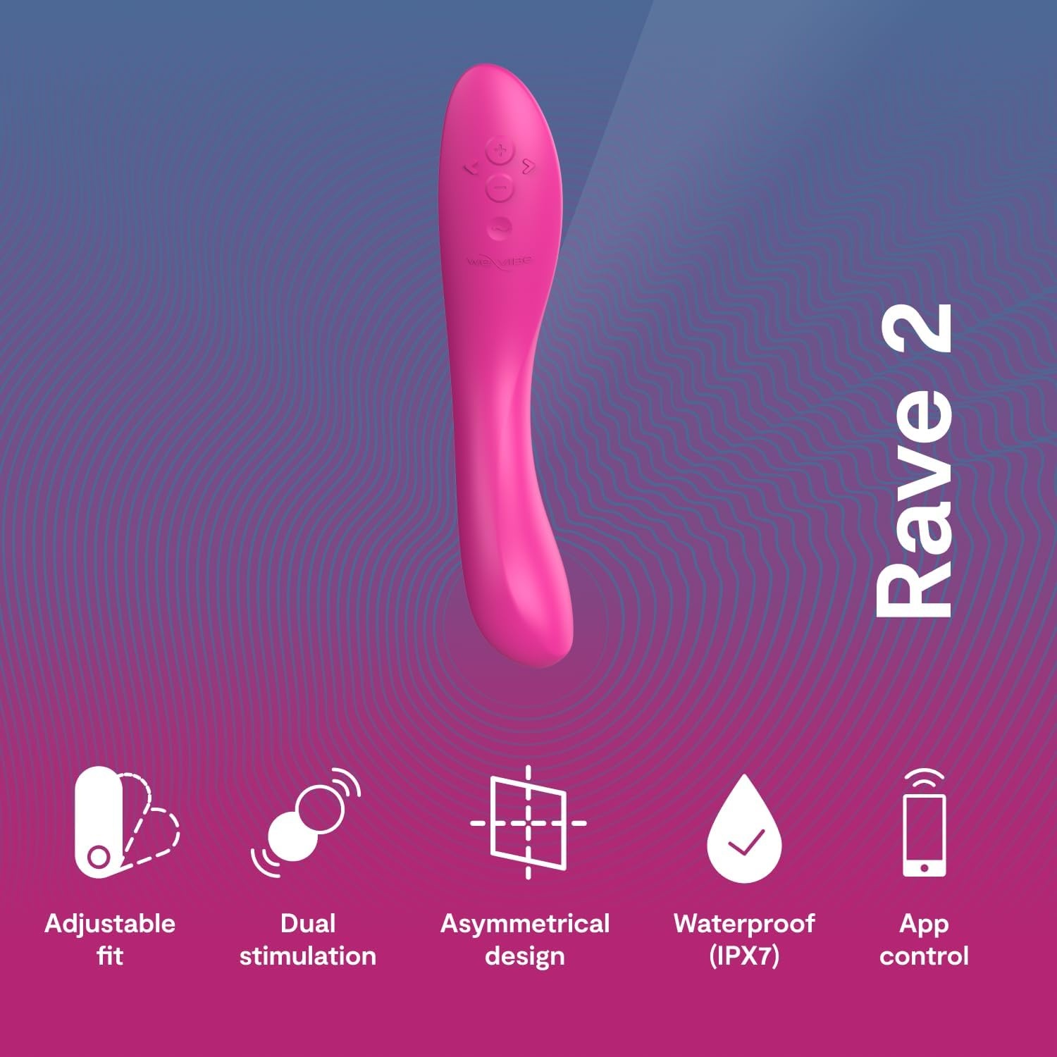 image:imageWeVibe Rave 2 G Spot Vibrator App Controlled GSpot Stimulator Vibrator Dildo Adult Sex Toy for Women amp Couples Personal Massager with 10 Vibration Modes Waterproof amp Rechargeable Pink