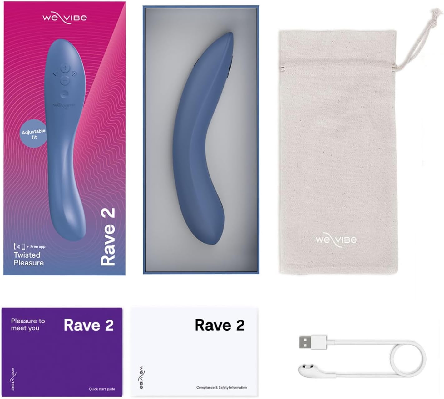 image:imageWeVibe Rave 2 G Spot Vibrator App Controlled GSpot Stimulator Vibrator Dildo Adult Sex Toy for Women amp Couples Personal Massager with 10 Vibration Modes Waterproof amp Rechargeable Blue