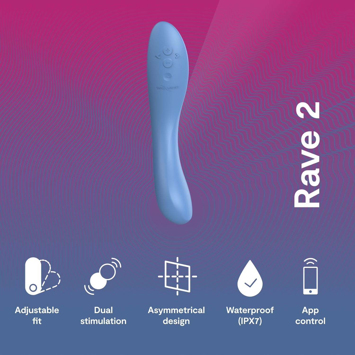 image:imageWeVibe Rave 2 G Spot Vibrator App Controlled GSpot Stimulator Vibrator Dildo Adult Sex Toy for Women amp Couples Personal Massager with 10 Vibration Modes Waterproof amp Rechargeable Blue