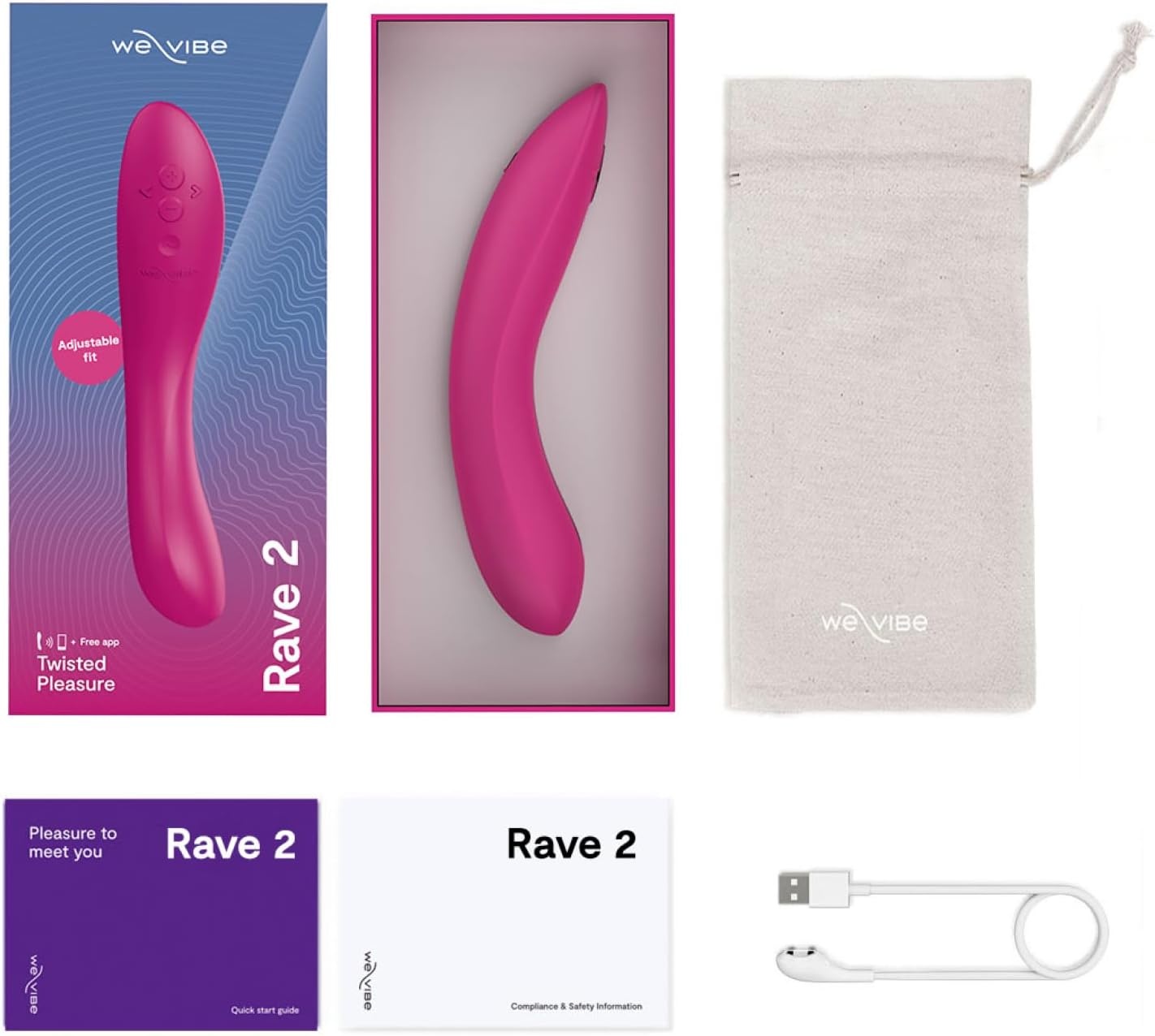 image:imageWeVibe Rave 2 G Spot Vibrator App Controlled GSpot Stimulator Vibrator Dildo Adult Sex Toy for Women amp Couples Personal Massager with 10 Vibration Modes Waterproof amp Rechargeable Pink
