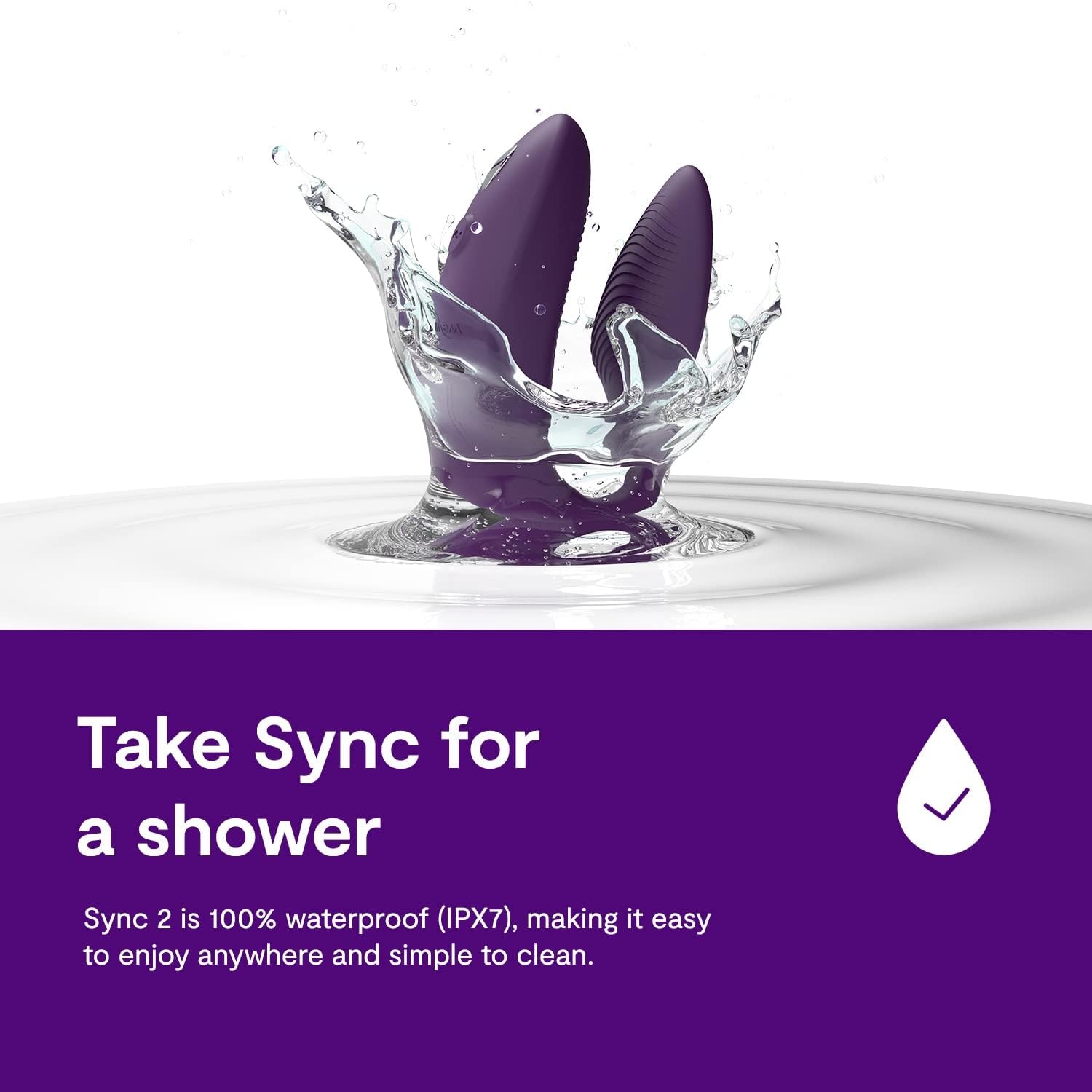 image:imageWeVibe Sync 2 Couples Vibrator Wearable Remote Control Vibrating Adult Sex Toy App Controlled G Spot amp Clitoral Stimulator Dual Stimulation with 10 Speeds Waterproof amp Rechargeable PurpleDark Purple
