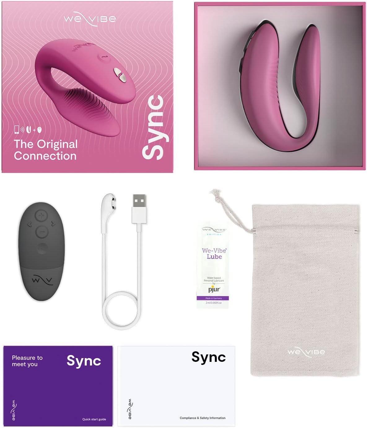 image:imageWeVibe Sync 2 Couples Vibrator Wearable Remote Control Vibrating Adult Sex Toy App Controlled G Spot amp Clitoral Stimulator Dual Stimulation with 10 Speeds Waterproof amp Rechargeable PurplePink