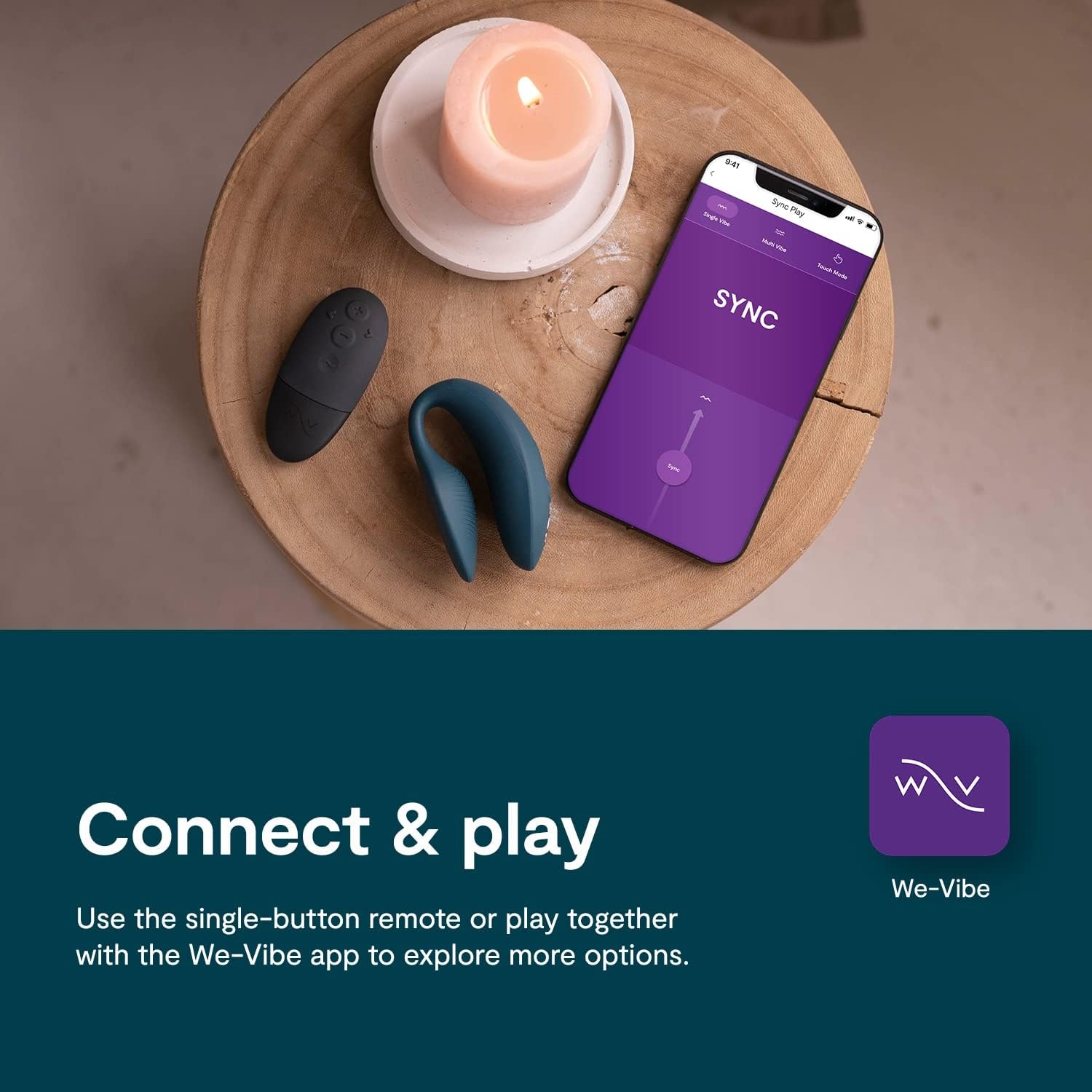 image:imageWeVibe Sync 2 Couples Vibrator Wearable Remote Control Vibrating Adult Sex Toy App Controlled G Spot amp Clitoral Stimulator Dual Stimulation with 10 Speeds Waterproof amp Rechargeable PurpleGreen