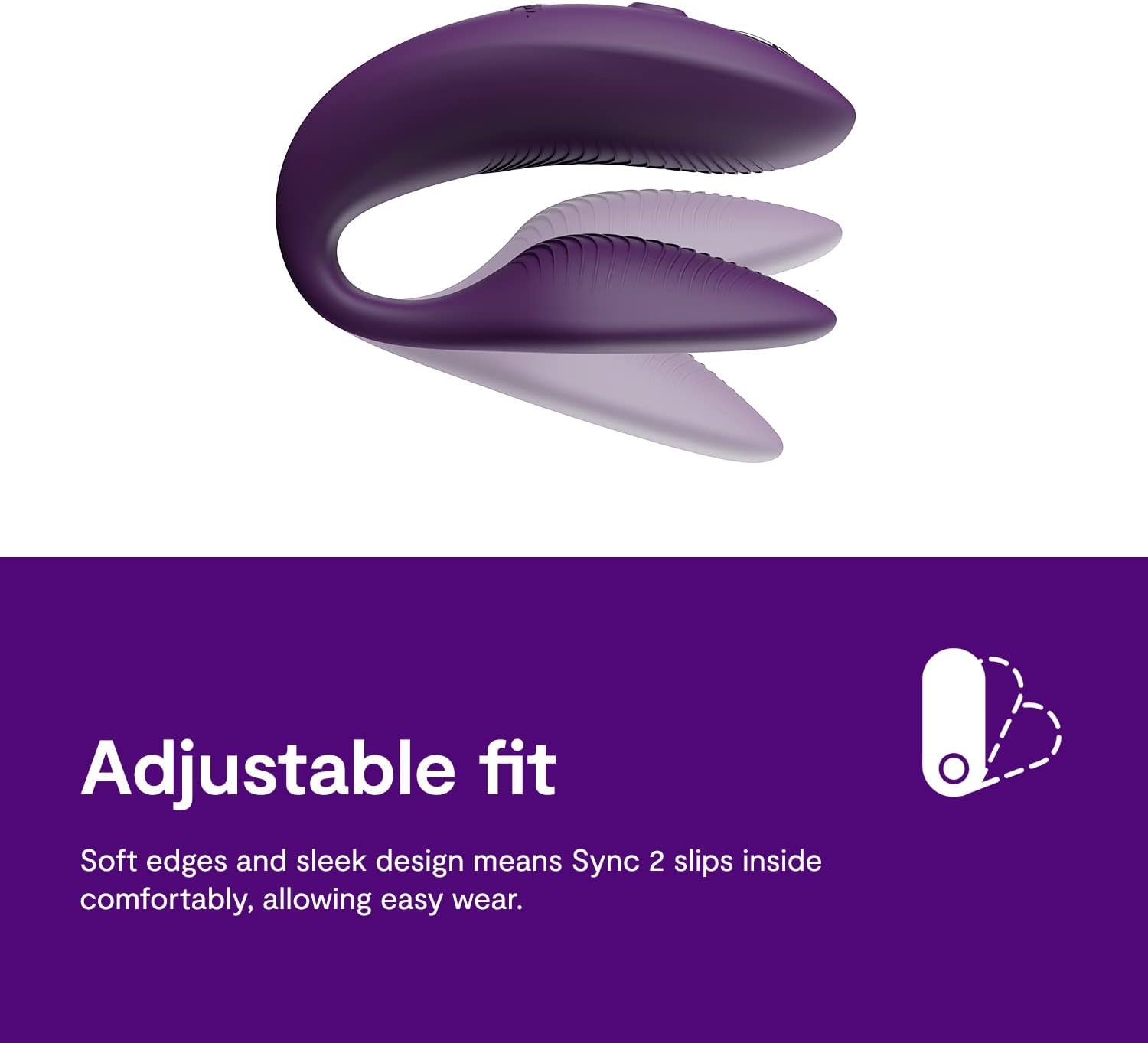 image:imageWeVibe Sync 2 Couples Vibrator Wearable Remote Control Vibrating Adult Sex Toy App Controlled G Spot amp Clitoral Stimulator Dual Stimulation with 10 Speeds Waterproof amp Rechargeable PurpleDark Purple
