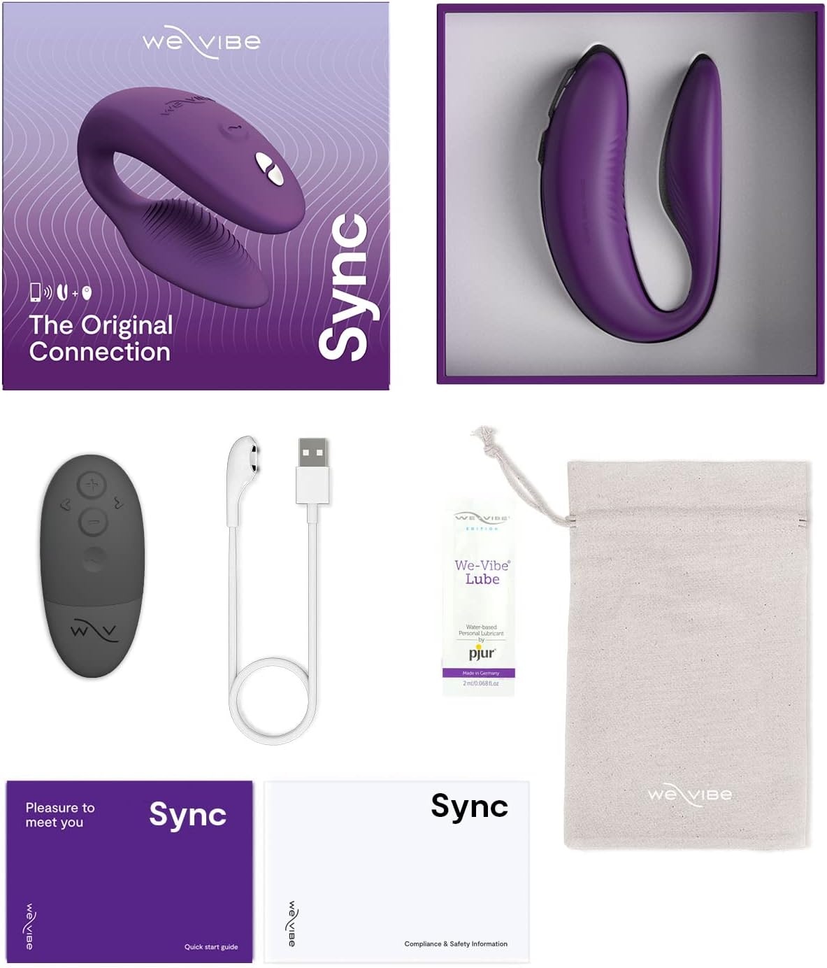image:imageWeVibe Sync 2 Couples Vibrator Wearable Remote Control Vibrating Adult Sex Toy App Controlled G Spot amp Clitoral Stimulator Dual Stimulation with 10 Speeds Waterproof amp Rechargeable PurpleDark Purple