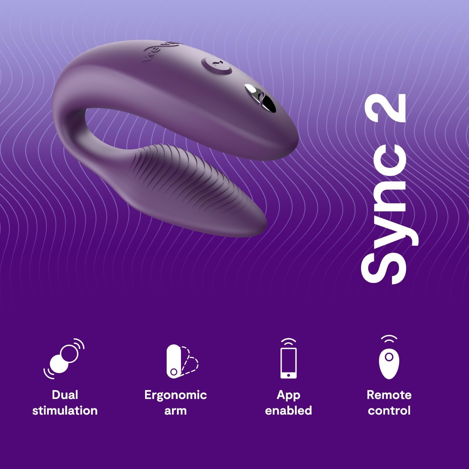 image:imageWeVibe Sync 2 Couples Vibrator Wearable Remote Control Vibrating Adult Sex Toy App Controlled G Spot amp Clitoral Stimulator Dual Stimulation with 10 Speeds Waterproof amp Rechargeable PurpleDark Purple
