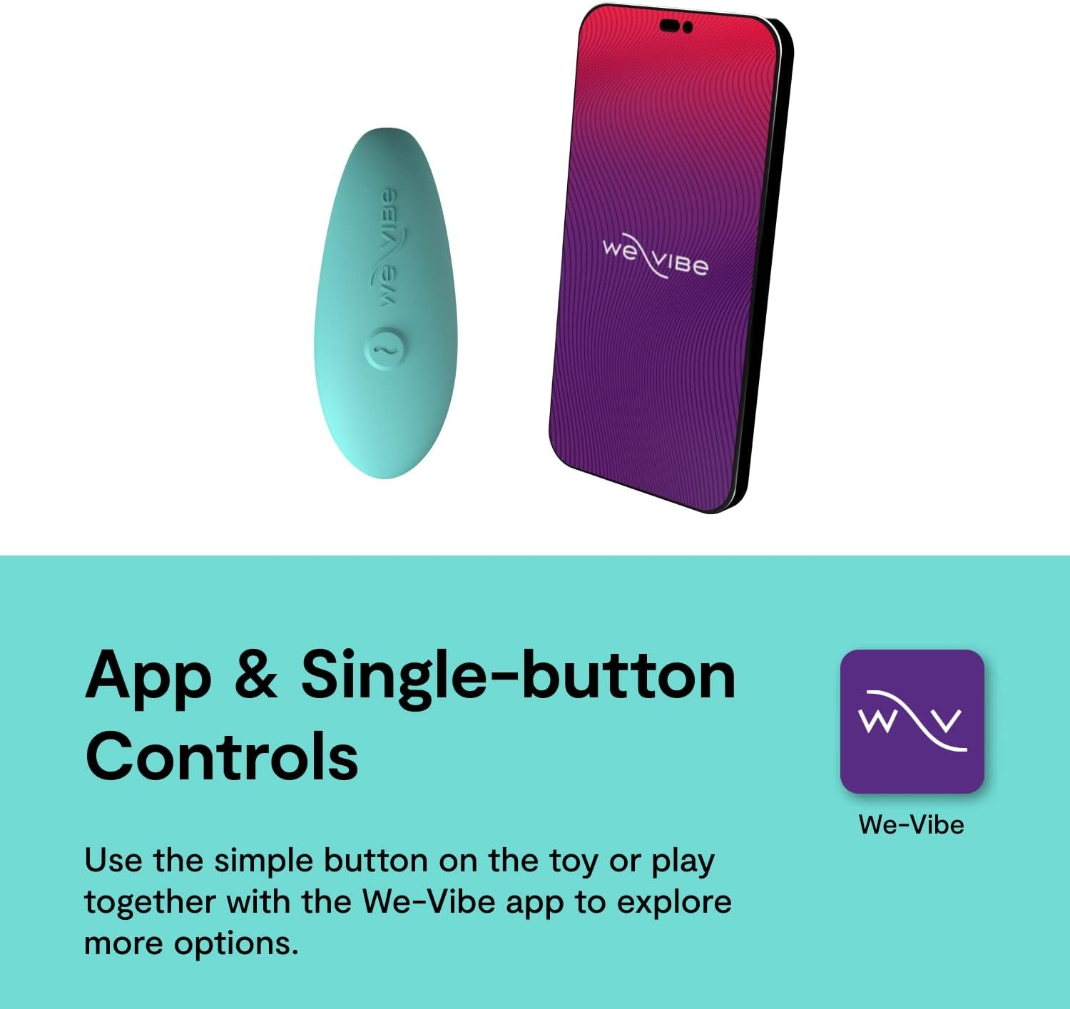 image:imageWeVibe Sync Lite Couples Vibrator Wearable App Control Vibrating Adult Sex Toy G Spot amp Clitoral Stimulator Dual Stimulation with 10 Speeds Adults Sex Toys for Couples Rechargeable AquaAqua