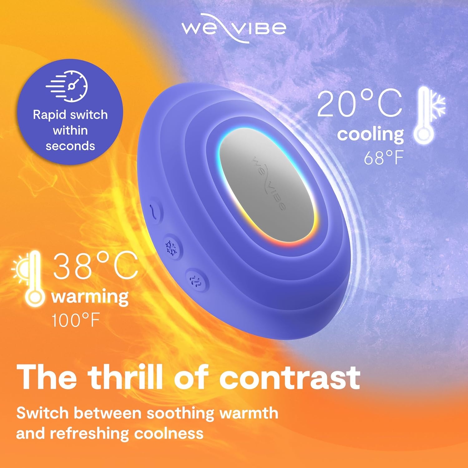 image:imageWeVibe Temp LayOn Vibrator for Women Heating amp Cooling Clitoral Vibrator Temperature Play Adult Sex Toy Powerful Quiet Silicone Clit Stimulator Waterproof Rechargeable Couples Toy BlueBlue