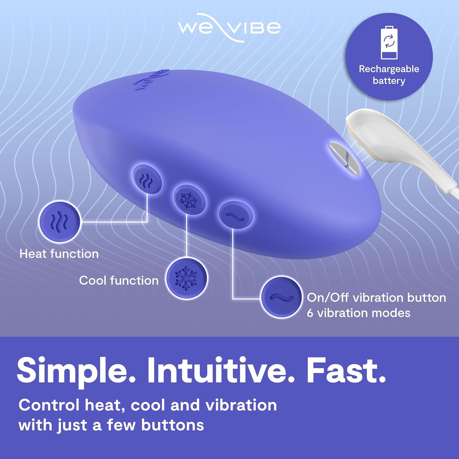 image:imageWeVibe Temp LayOn Vibrator for Women Heating amp Cooling Clitoral Vibrator Temperature Play Adult Sex Toy Powerful Quiet Silicone Clit Stimulator Waterproof Rechargeable Couples Toy BlueBlue
