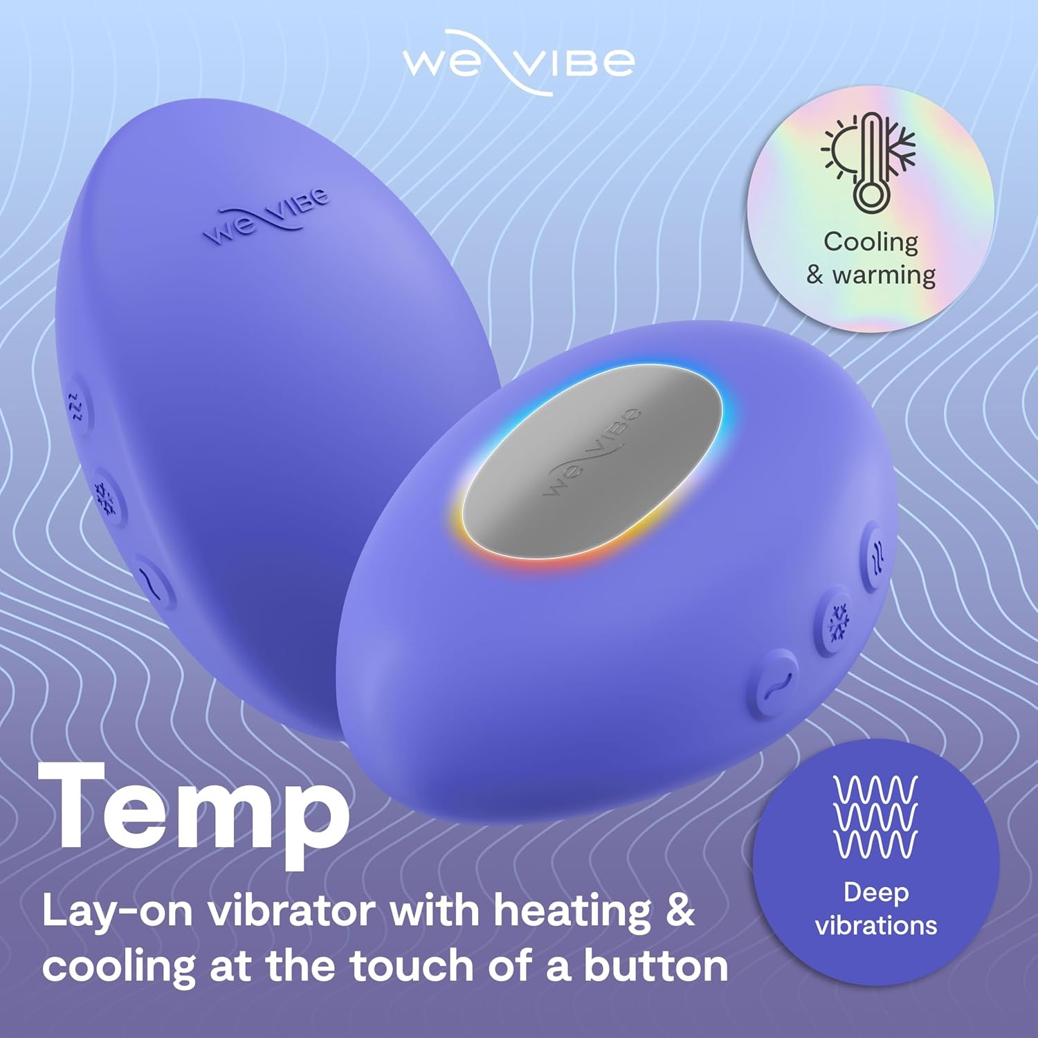 image:imageWeVibe Temp LayOn Vibrator for Women Heating amp Cooling Clitoral Vibrator Temperature Play Adult Sex Toy Powerful Quiet Silicone Clit Stimulator Waterproof Rechargeable Couples Toy BlueBlue