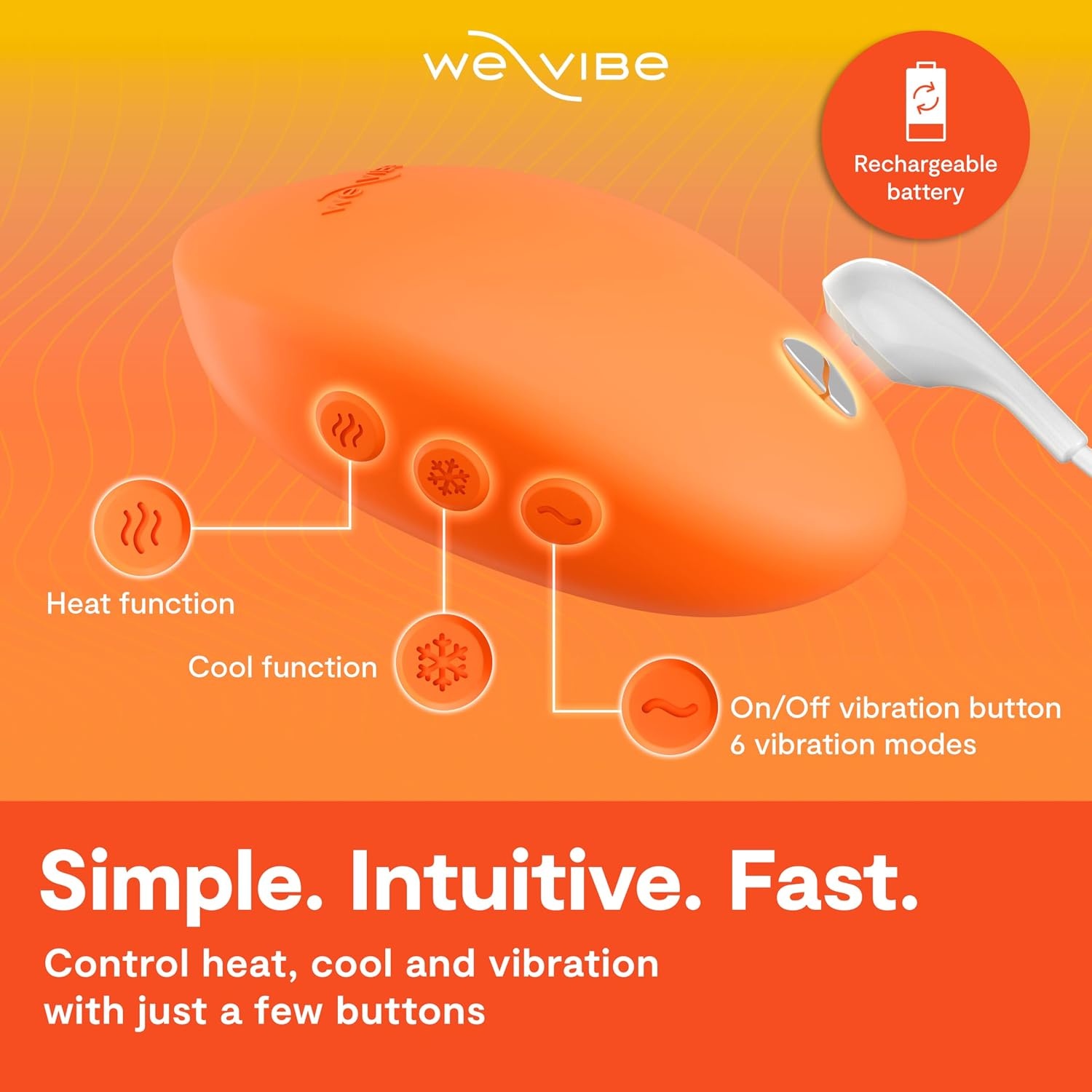 image:imageWeVibe Temp LayOn Vibrator for Women Heating amp Cooling Clitoral Vibrator Temperature Play Adult Sex Toy Powerful Quiet Silicone Clit Stimulator Waterproof Rechargeable Couples Toy BlueOrange