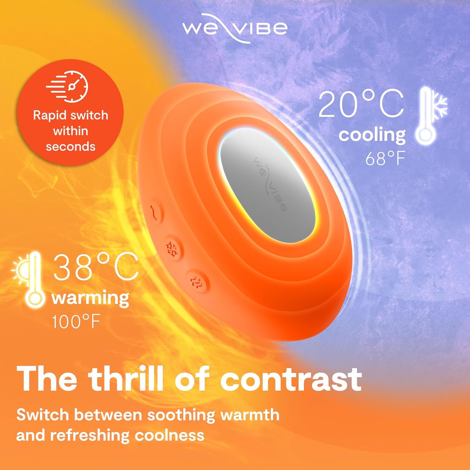 image:imageWeVibe Temp LayOn Vibrator for Women Heating amp Cooling Clitoral Vibrator Temperature Play Adult Sex Toy Powerful Quiet Silicone Clit Stimulator Waterproof Rechargeable Couples Toy BlueOrange