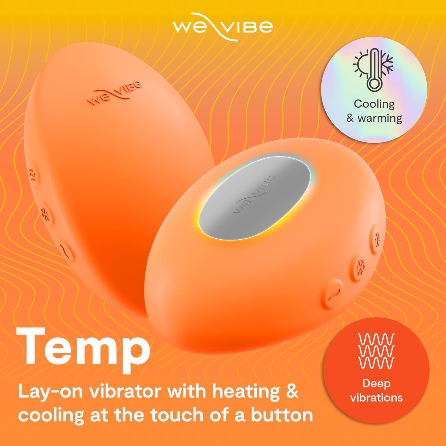 image:imageWeVibe Temp LayOn Vibrator for Women Heating amp Cooling Clitoral Vibrator Temperature Play Adult Sex Toy Powerful Quiet Silicone Clit Stimulator Waterproof Rechargeable Couples Toy BlueOrange