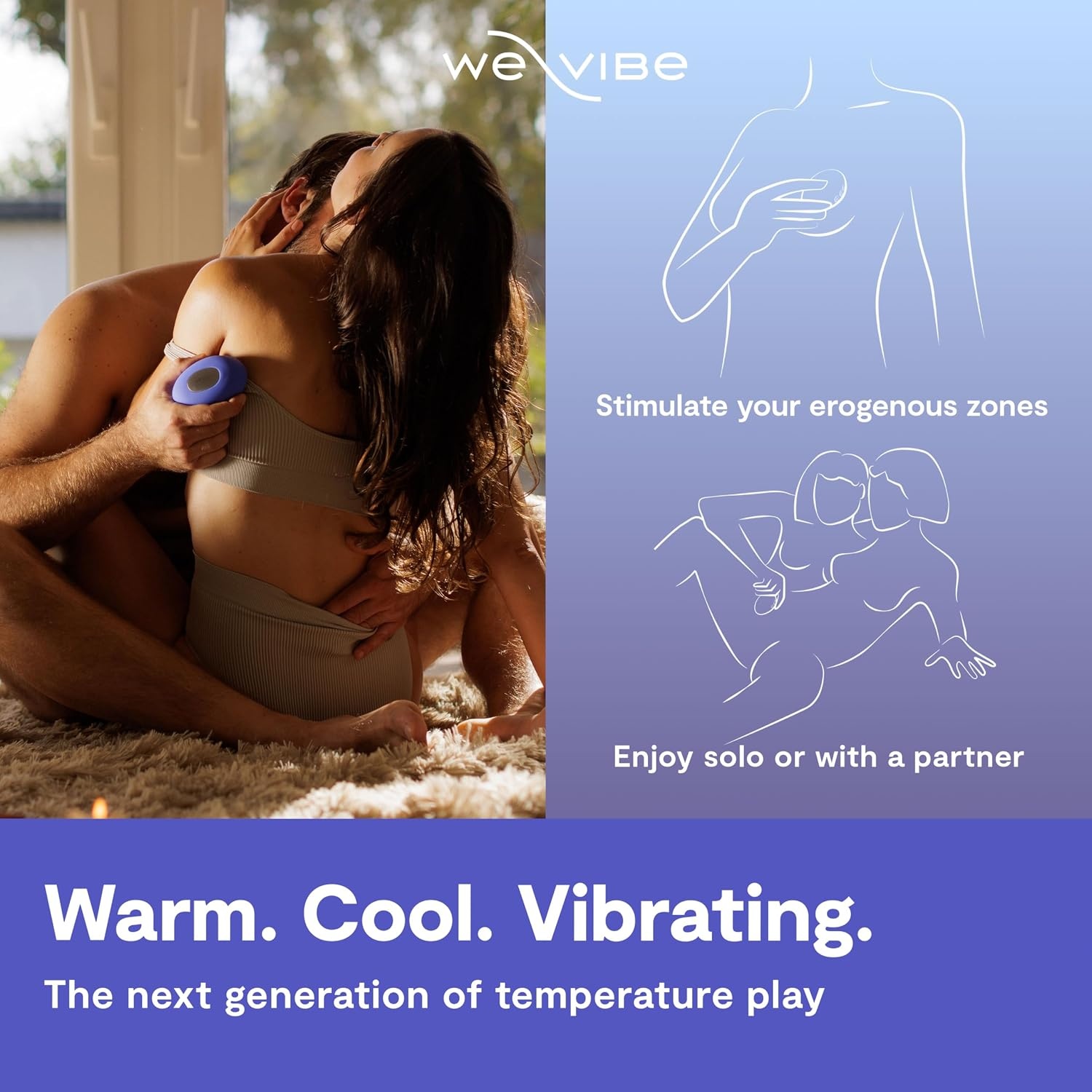 image:imageWeVibe Temp LayOn Vibrator for Women Heating amp Cooling Clitoral Vibrator Temperature Play Adult Sex Toy Powerful Quiet Silicone Clit Stimulator Waterproof Rechargeable Couples Toy BlueBlue