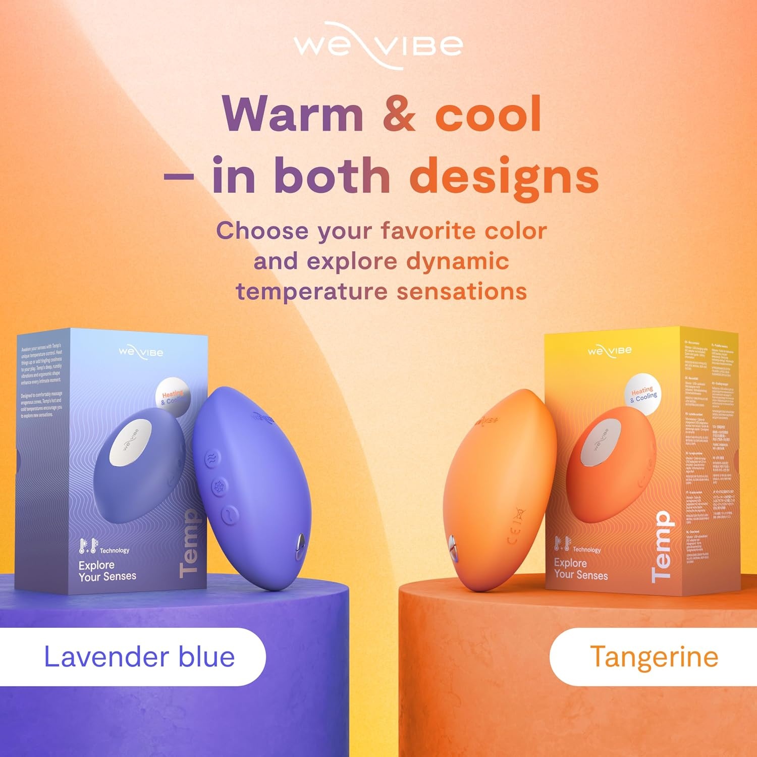 image:imageWeVibe Temp LayOn Vibrator for Women Heating amp Cooling Clitoral Vibrator Temperature Play Adult Sex Toy Powerful Quiet Silicone Clit Stimulator Waterproof Rechargeable Couples Toy BlueOrange