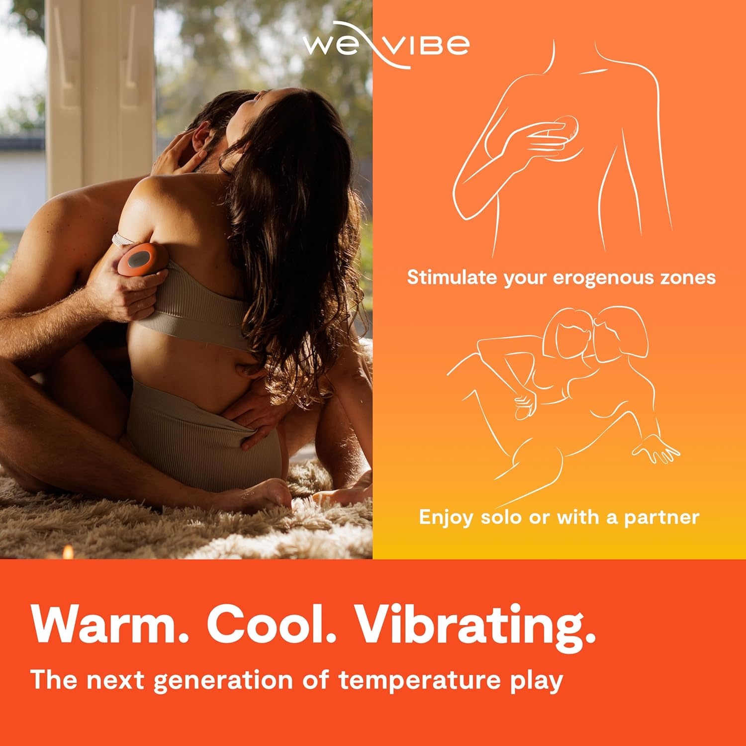 image:imageWeVibe Temp LayOn Vibrator for Women Heating amp Cooling Clitoral Vibrator Temperature Play Adult Sex Toy Powerful Quiet Silicone Clit Stimulator Waterproof Rechargeable Couples Toy BlueOrange