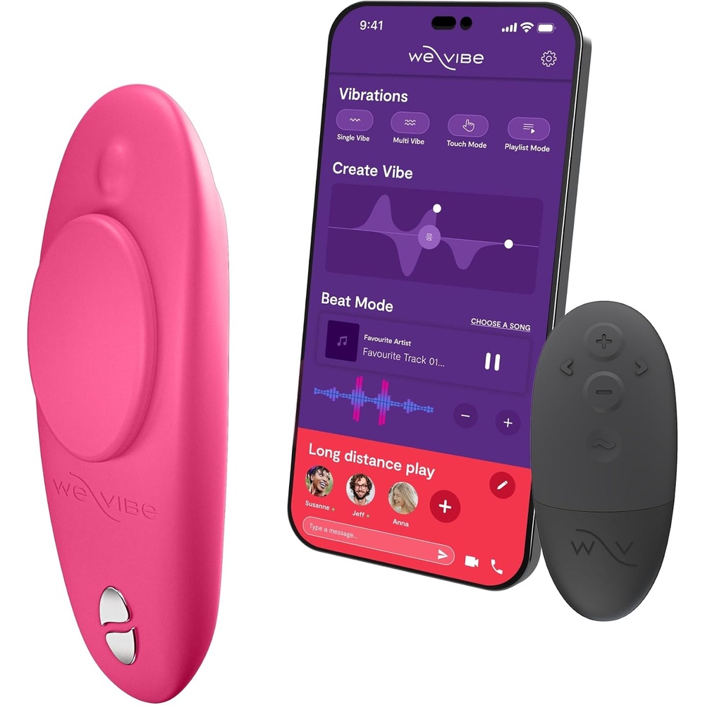 image:imageWeVibe Moxie Wearable Lay On Panty Vibrator  Remote amp App Control Vibrating Sex Toy for Couples  Clitoral Stimulator with 10 Intensity Levels  Adult Sexual Pleasure Tools  Waterproof  AquaPink
