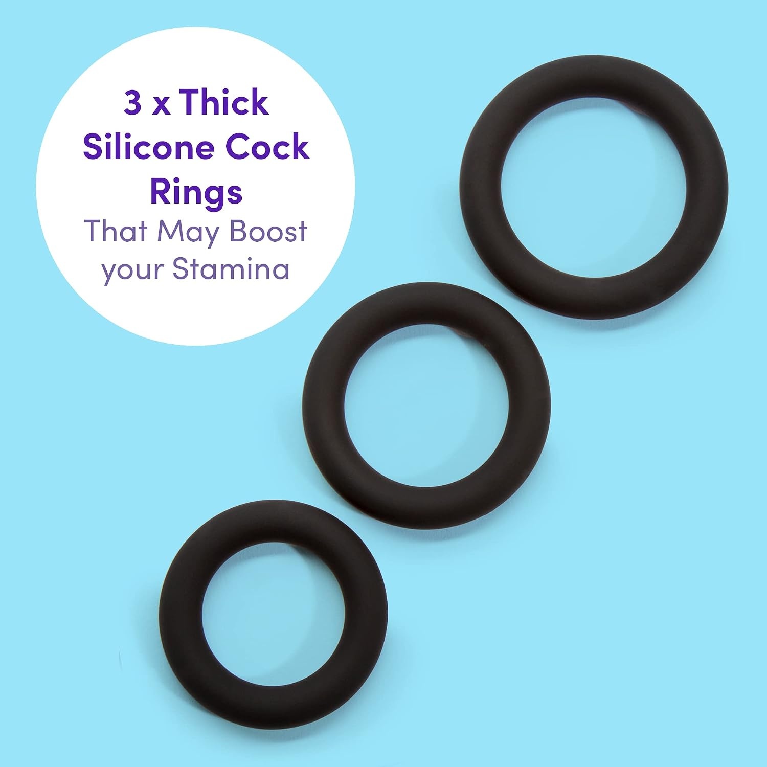 image:imageLovehoney Get Hard Extra Thick Love Ring Set Hypoallergenic Silicone Pack of 3