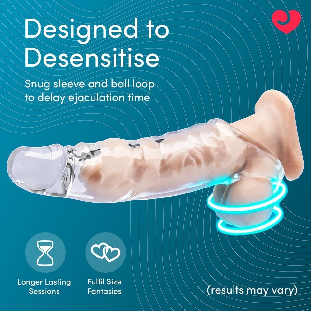 image:imageLovehoney Mega Mighty Thick Penis Sleeve 13 Extra Inches Penis Extender with Ball Loop Realistic Sexual Stimulation Device Couples Cock amp Girth Enhancer Adult Sex Toys for Men ClearClear
