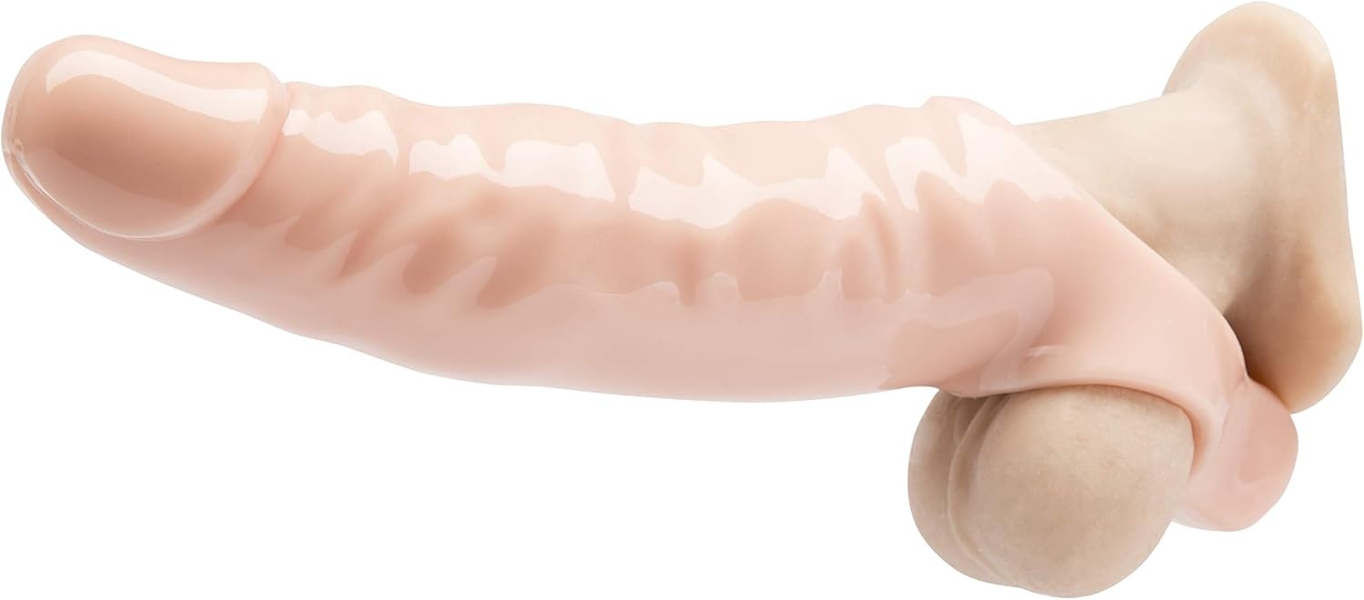 image:imageLovehoney Mega Mighty Thick Penis Sleeve 13 Extra Inches Penis Extender with Ball Loop Realistic Sexual Stimulation Device Couples Cock amp Girth Enhancer Adult Sex Toys for Men ClearFlesh Pink