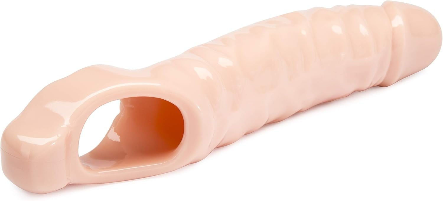 image:imageLovehoney Mega Mighty Thick Penis Sleeve 13 Extra Inches Penis Extender with Ball Loop Realistic Sexual Stimulation Device Couples Cock amp Girth Enhancer Adult Sex Toys for Men ClearFlesh Pink