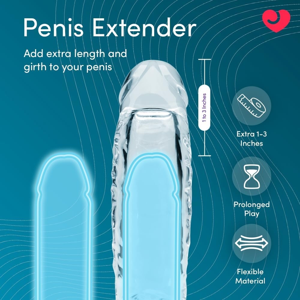 image:imageLovehoney Mega Mighty Thick Penis Sleeve 13 Extra Inches Penis Extender with Ball Loop Realistic Sexual Stimulation Device Couples Cock amp Girth Enhancer Adult Sex Toys for Men ClearClear
