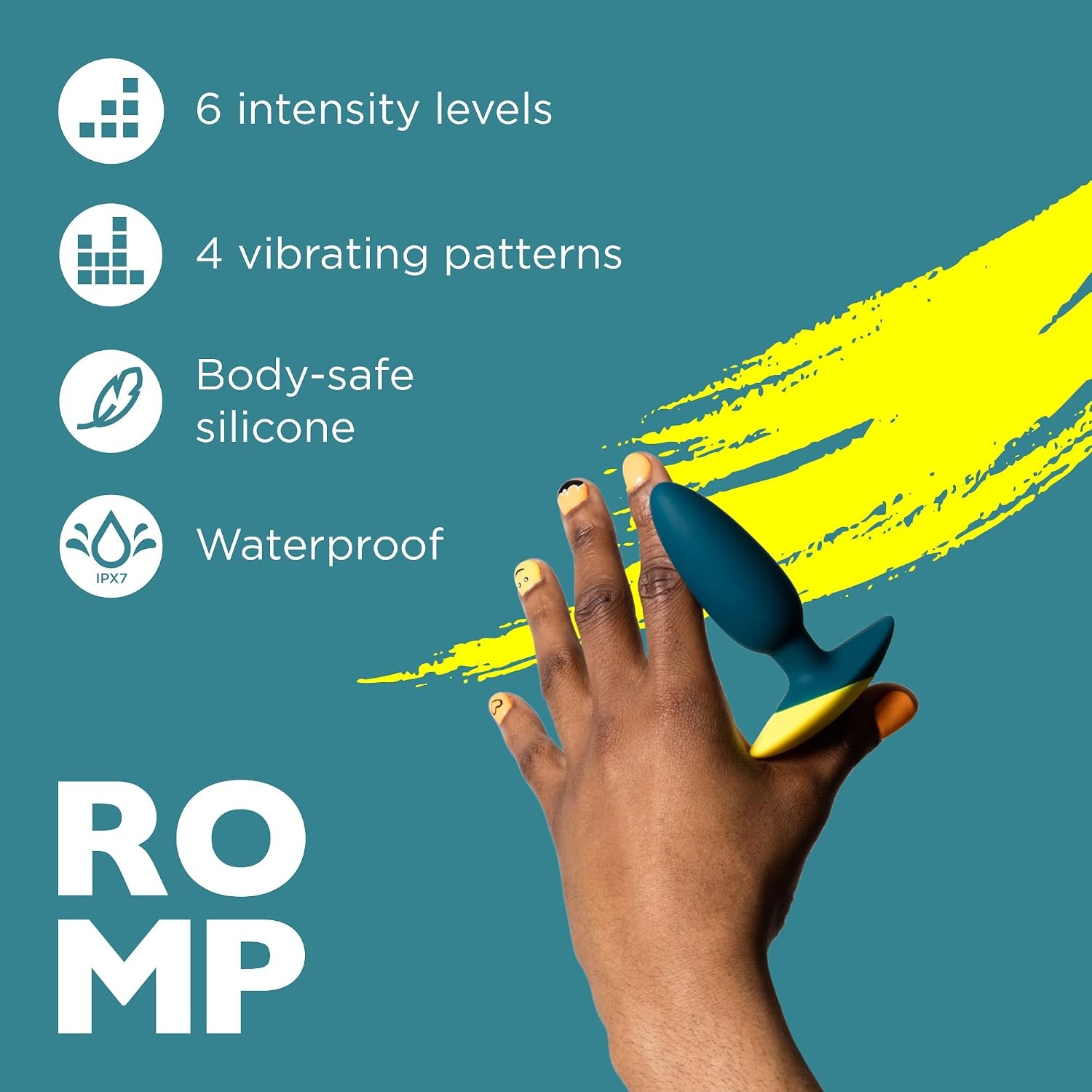 image:imageROMP Bass Vibrating Butt Plug Silicone Anal Plug for Men Women amp Couples 6 Vibration Modes Prostate Massager Waterproof Adult Toy 4 InchDark Green
