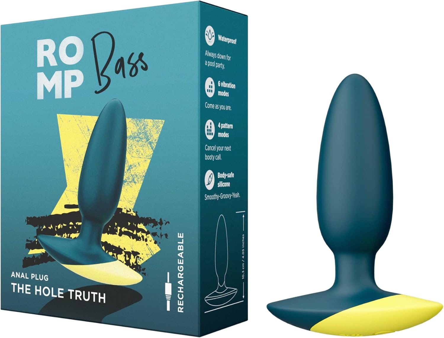 image:imageROMP Bass Vibrating Butt Plug Silicone Anal Plug for Men Women amp Couples 6 Vibration Modes Prostate Massager Waterproof Adult Toy 4 InchDark Green