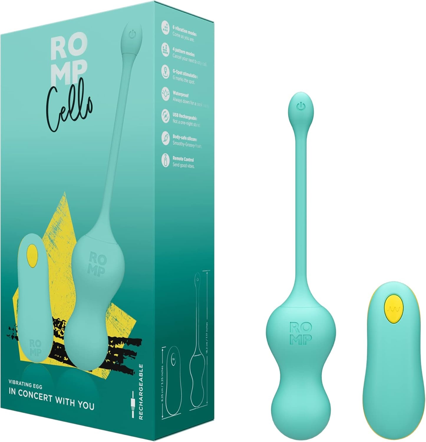 image:imageROMP Cello Vibrating Egg Vibrator Sex Toys G Spot Vibrator for Women with Remote Control 6 Intensity Levels amp 4 Patterns Waterproof Stimulator Rechargeable Couples Gift Adult Sex ToyCello