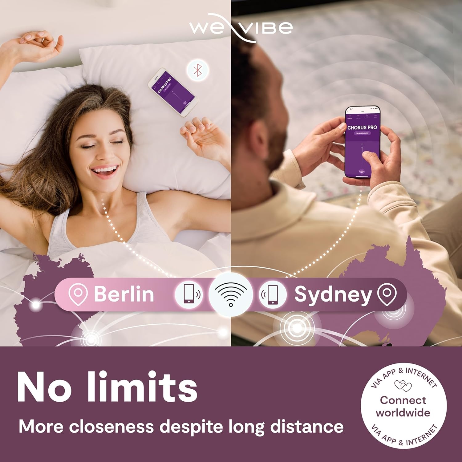 image:imageWeVibe Chorus Pro App Controlled Wireless Couples Vibrator Remote Controlled Adults Toy Silicone Stimulator with 10 Intensity Levels Clitoral amp GSpot Couples Sex Toy for Him amp Her PurpleBlack