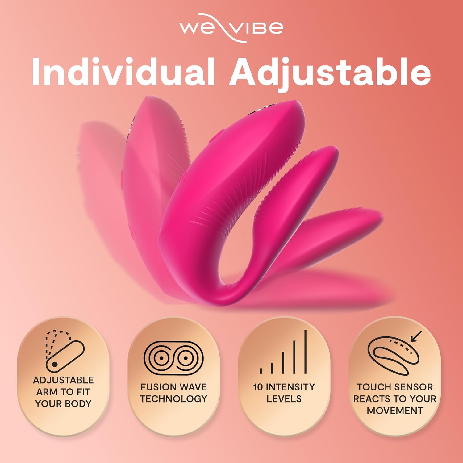 image:imageWeVibe Chorus Pro App Controlled Wireless Couples Vibrator Remote Controlled Adults Toy Silicone Stimulator with 10 Intensity Levels Clitoral amp GSpot Couples Sex Toy for Him amp Her PurplePink