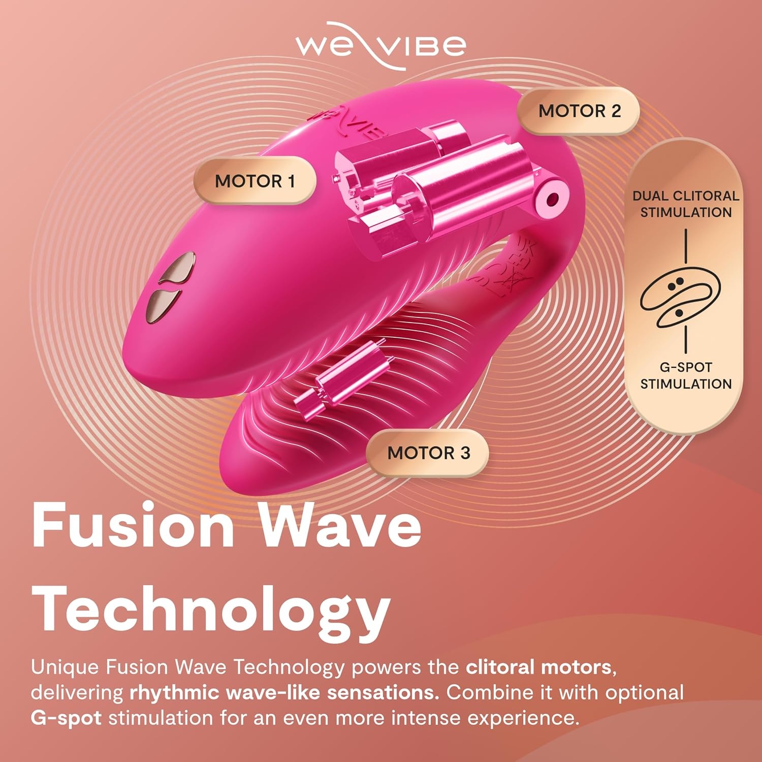 image:imageWeVibe Chorus Pro App Controlled Wireless Couples Vibrator Remote Controlled Adults Toy Silicone Stimulator with 10 Intensity Levels Clitoral amp GSpot Couples Sex Toy for Him amp Her PurplePink