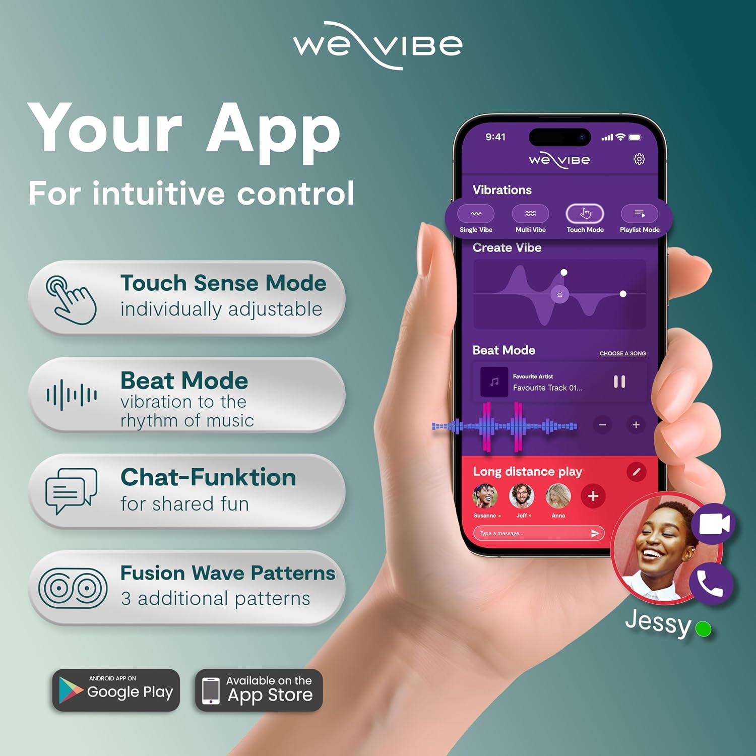 image:imageWeVibe Chorus Pro App Controlled Wireless Couples Vibrator Remote Controlled Adults Toy Silicone Stimulator with 10 Intensity Levels Clitoral amp GSpot Couples Sex Toy for Him amp Her PurplePurple