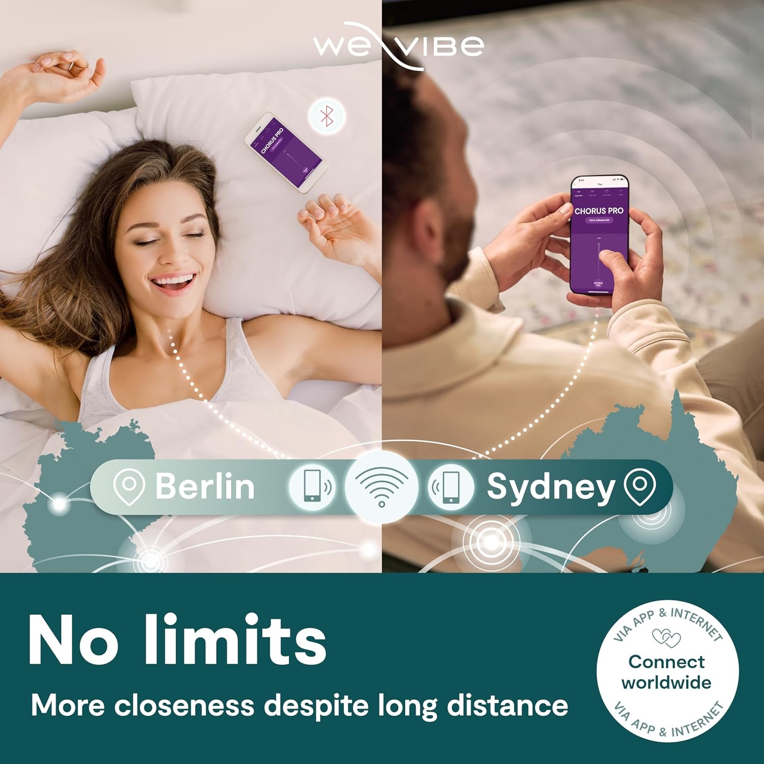 image:imageWeVibe Chorus Pro App Controlled Wireless Couples Vibrator Remote Controlled Adults Toy Silicone Stimulator with 10 Intensity Levels Clitoral amp GSpot Couples Sex Toy for Him amp Her PurplePurple