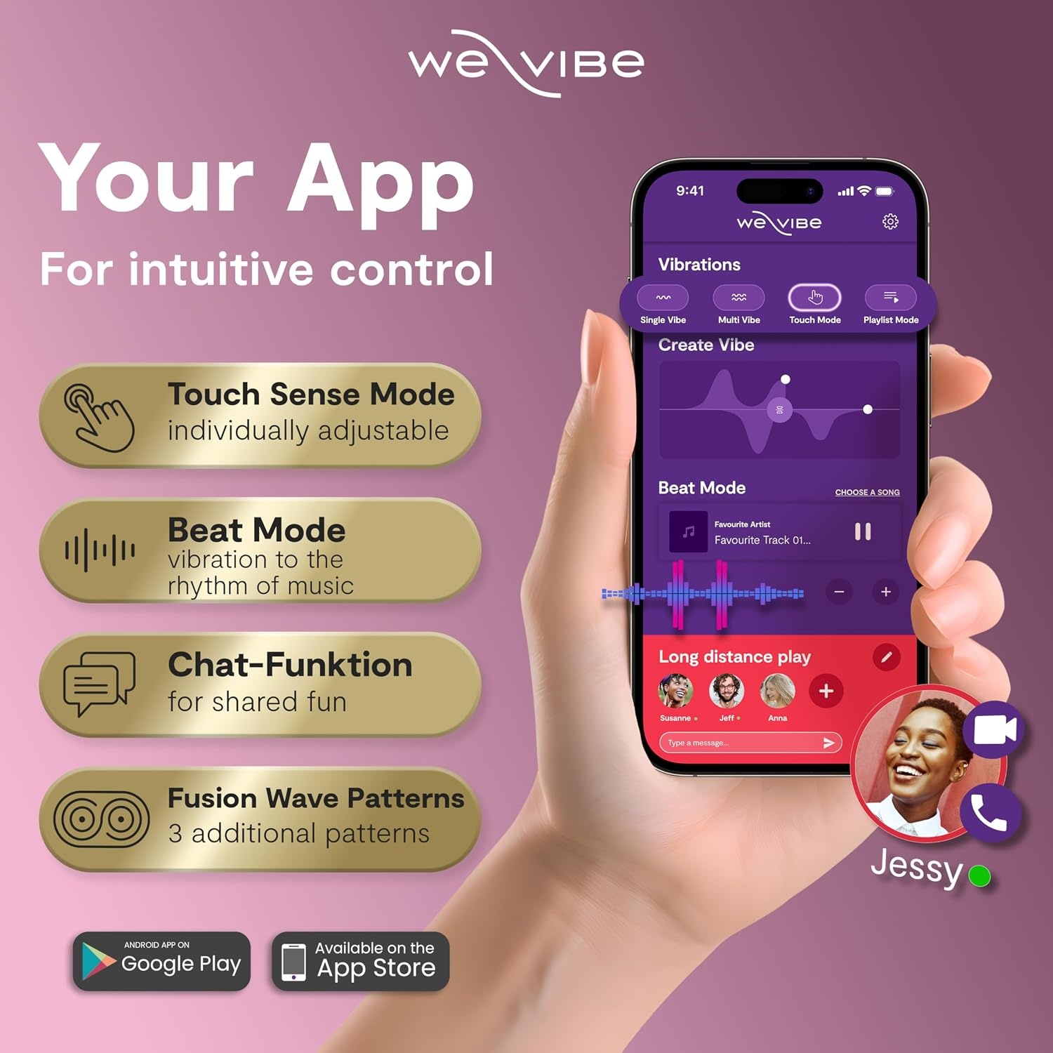 image:imageWeVibe Chorus Pro App Controlled Wireless Couples Vibrator Remote Controlled Adults Toy Silicone Stimulator with 10 Intensity Levels Clitoral amp GSpot Couples Sex Toy for Him amp Her PurpleBlack