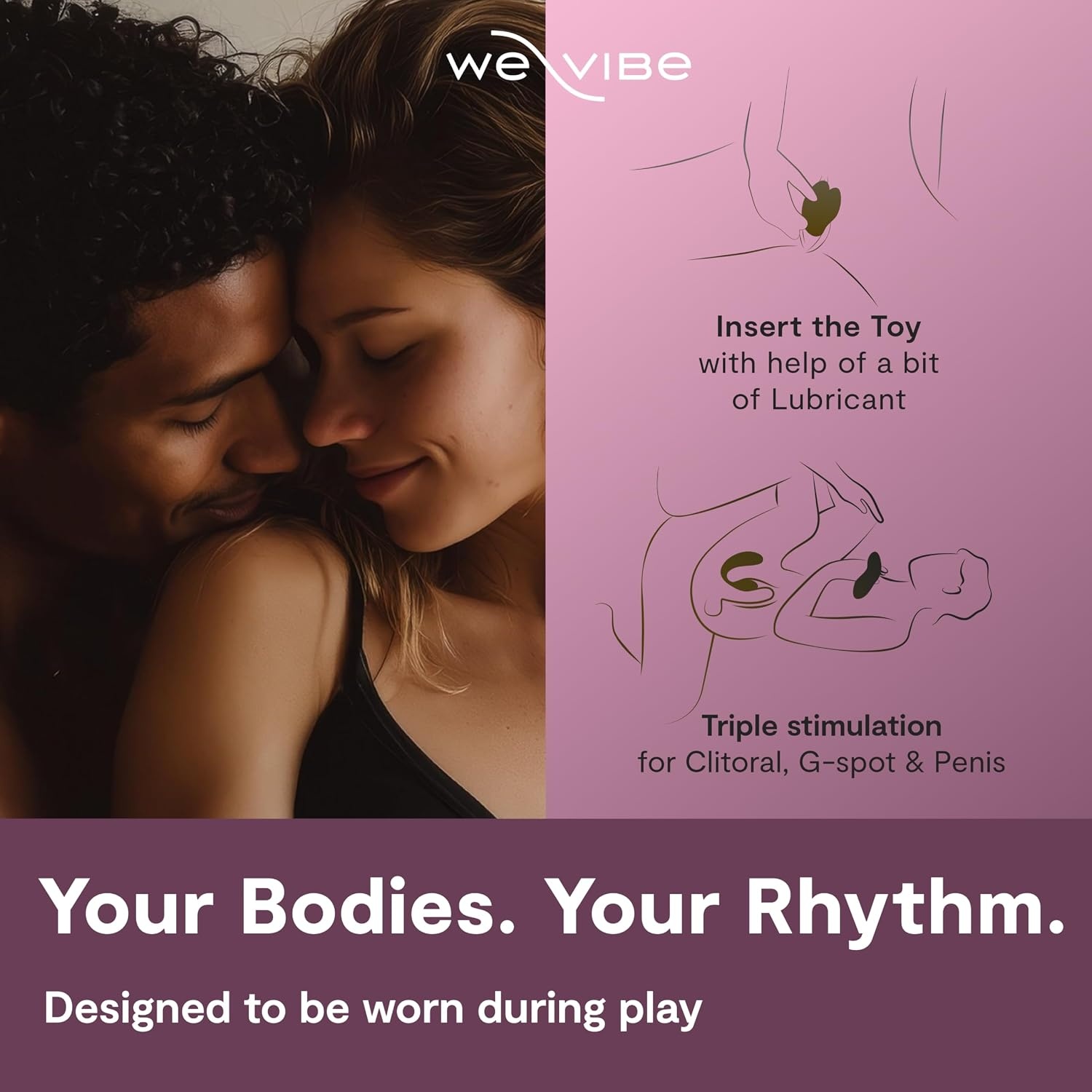 image:imageWeVibe Chorus Pro App Controlled Wireless Couples Vibrator Remote Controlled Adults Toy Silicone Stimulator with 10 Intensity Levels Clitoral amp GSpot Couples Sex Toy for Him amp Her PurpleBlack