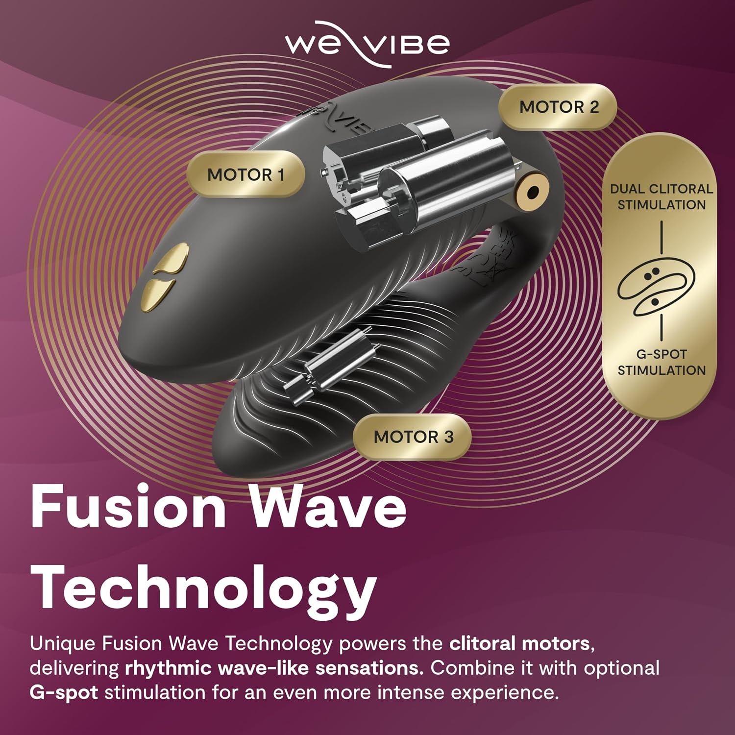image:imageWeVibe Chorus Pro App Controlled Wireless Couples Vibrator Remote Controlled Adults Toy Silicone Stimulator with 10 Intensity Levels Clitoral amp GSpot Couples Sex Toy for Him amp Her PurpleBlack