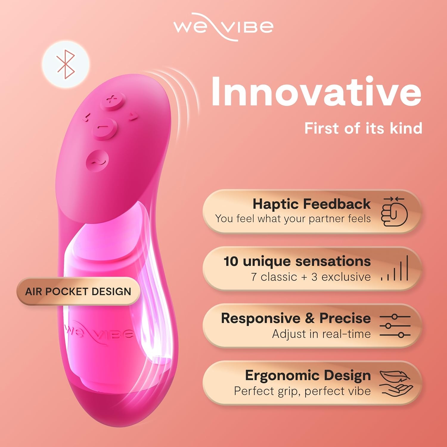 image:imageWeVibe Chorus Pro App Controlled Wireless Couples Vibrator Remote Controlled Adults Toy Silicone Stimulator with 10 Intensity Levels Clitoral amp GSpot Couples Sex Toy for Him amp Her PurplePink