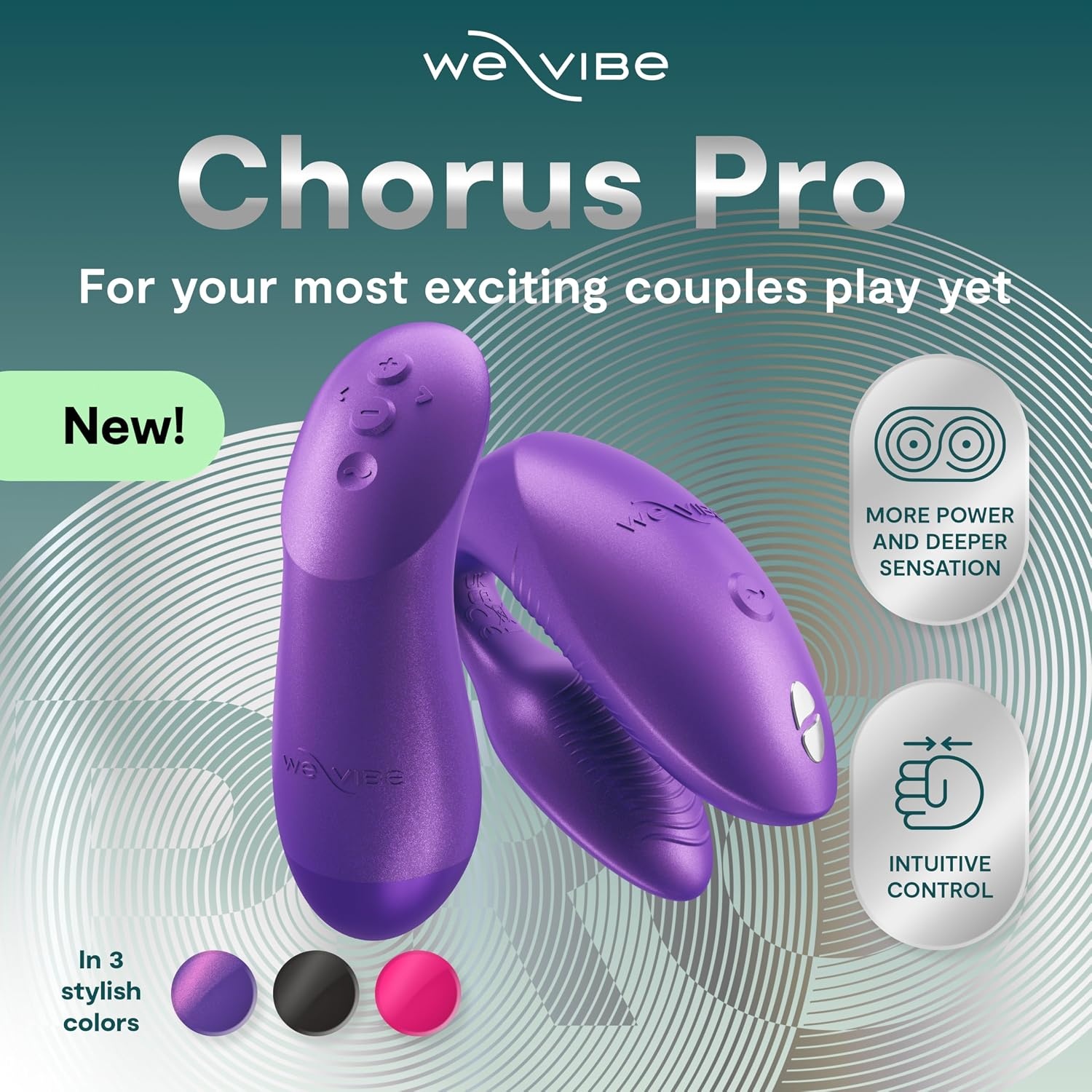 image:imageWeVibe Chorus Pro App Controlled Wireless Couples Vibrator Remote Controlled Adults Toy Silicone Stimulator with 10 Intensity Levels Clitoral amp GSpot Couples Sex Toy for Him amp Her PurplePurple