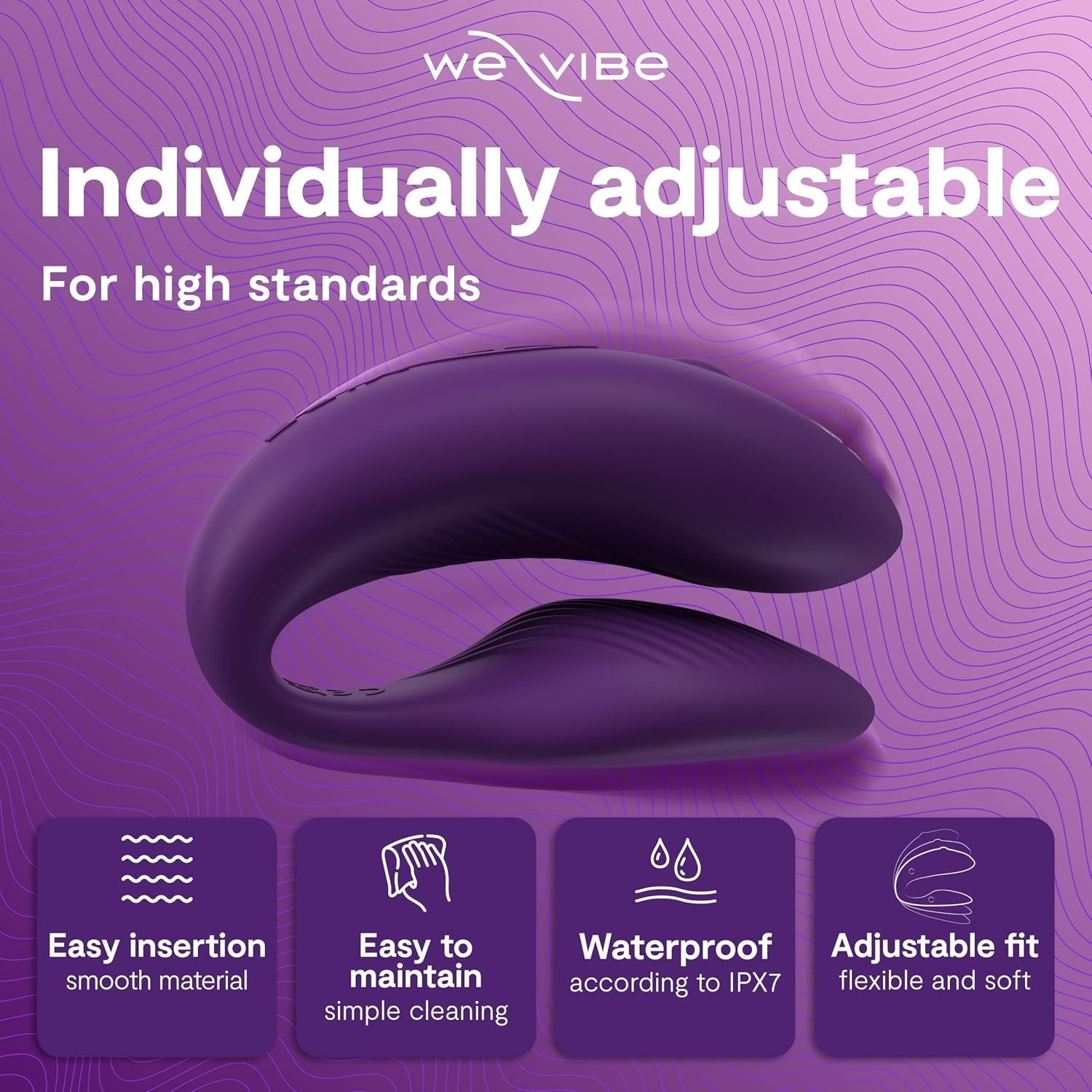image:imageWeVibe Chorus Vibrating Sex Toys for Couples Remote Control Vibrator Wearable App Controlled Adult Toys for Women G Spot Clit amp Penis Sexual Stimulation Device Clitoral Couples Gift CoralDark Purple