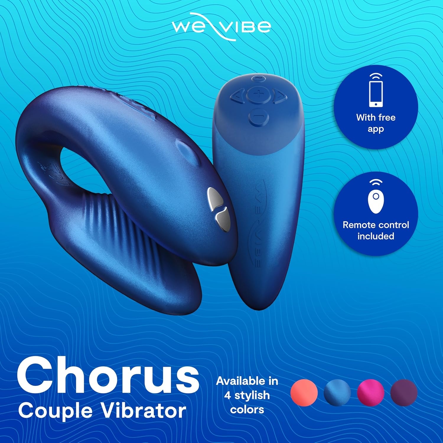 image:imageWeVibe Chorus Vibrating Sex Toys for Couples Remote Control Vibrator Wearable App Controlled Adult Toys for Women G Spot Clit amp Penis Sexual Stimulation Device Clitoral Couples Gift CoralMidnight Blue