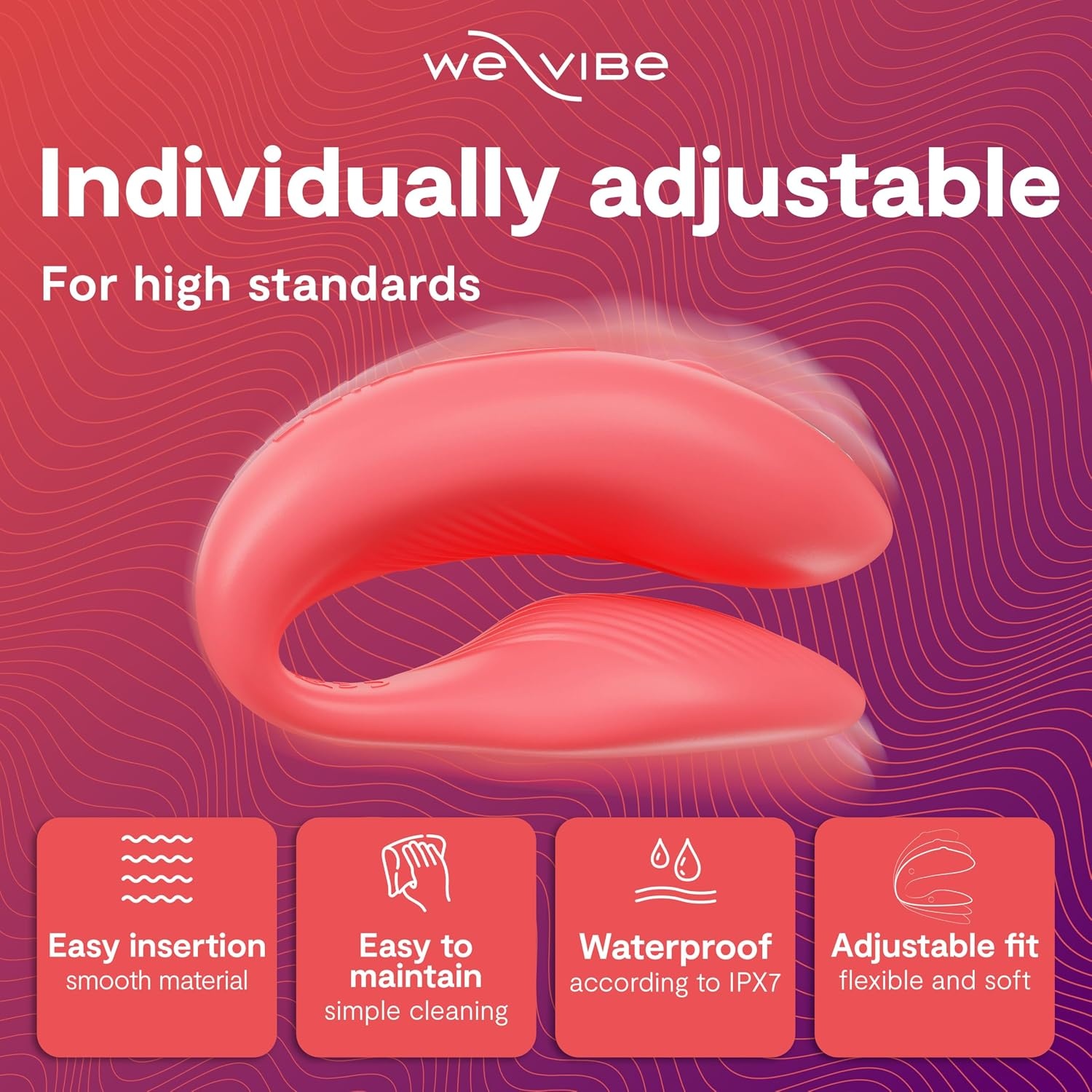 image:imageWeVibe Chorus Vibrating Sex Toys for Couples Remote Control Vibrator Wearable App Controlled Adult Toys for Women G Spot Clit amp Penis Sexual Stimulation Device Clitoral Couples Gift CoralCoral