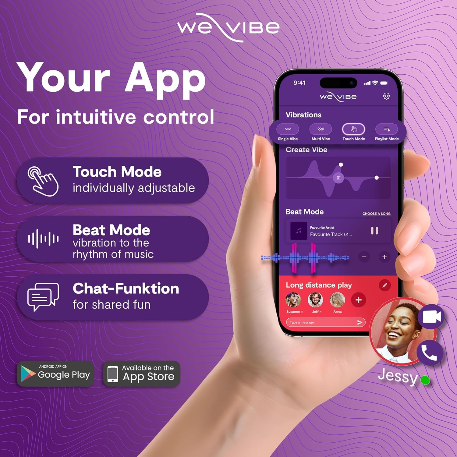 image:imageWeVibe Chorus Vibrating Sex Toys for Couples Remote Control Vibrator Wearable App Controlled Adult Toys for Women G Spot Clit amp Penis Sexual Stimulation Device Clitoral Couples Gift CoralDark Purple