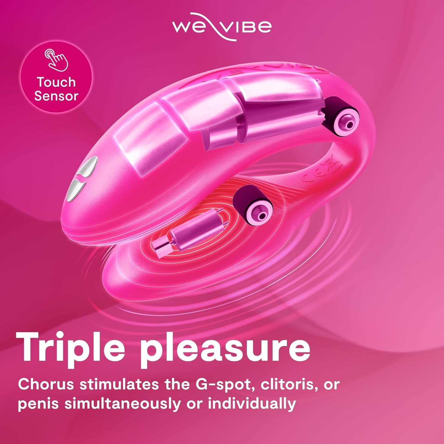 image:imageWeVibe Chorus Vibrating Sex Toys for Couples Remote Control Vibrator Wearable App Controlled Adult Toys for Women G Spot Clit amp Penis Sexual Stimulation Device Clitoral Couples Gift CoralCosmic Pink