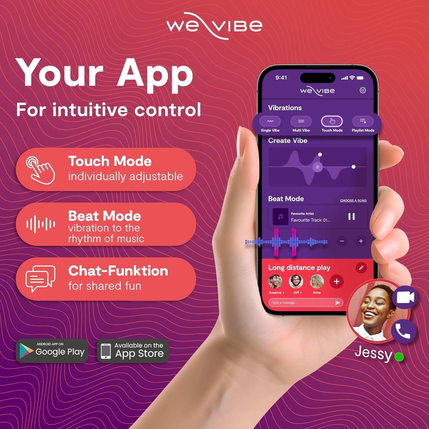 image:imageWeVibe Chorus Vibrating Sex Toys for Couples Remote Control Vibrator Wearable App Controlled Adult Toys for Women G Spot Clit amp Penis Sexual Stimulation Device Clitoral Couples Gift CoralCoral