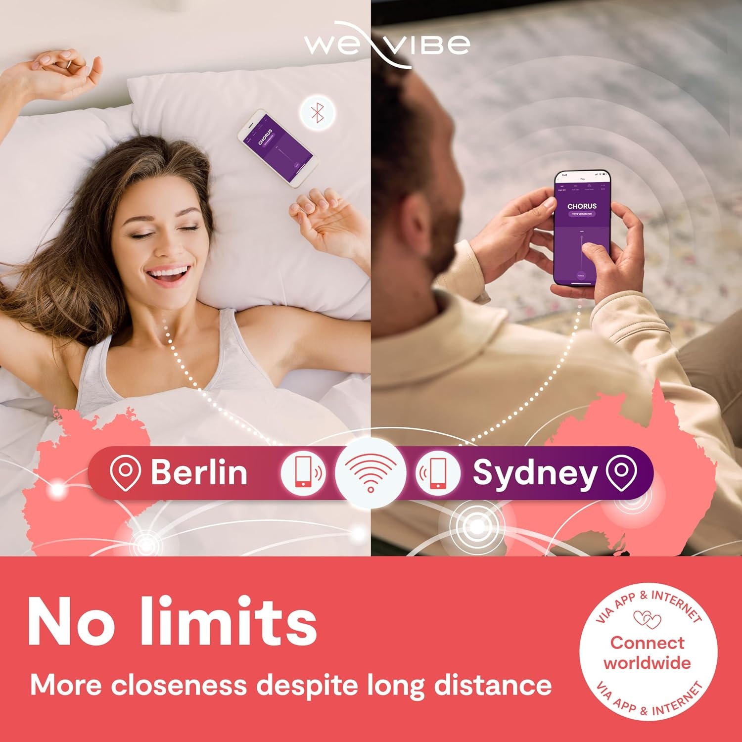 image:imageWeVibe Chorus Vibrating Sex Toys for Couples Remote Control Vibrator Wearable App Controlled Adult Toys for Women G Spot Clit amp Penis Sexual Stimulation Device Clitoral Couples Gift CoralCoral