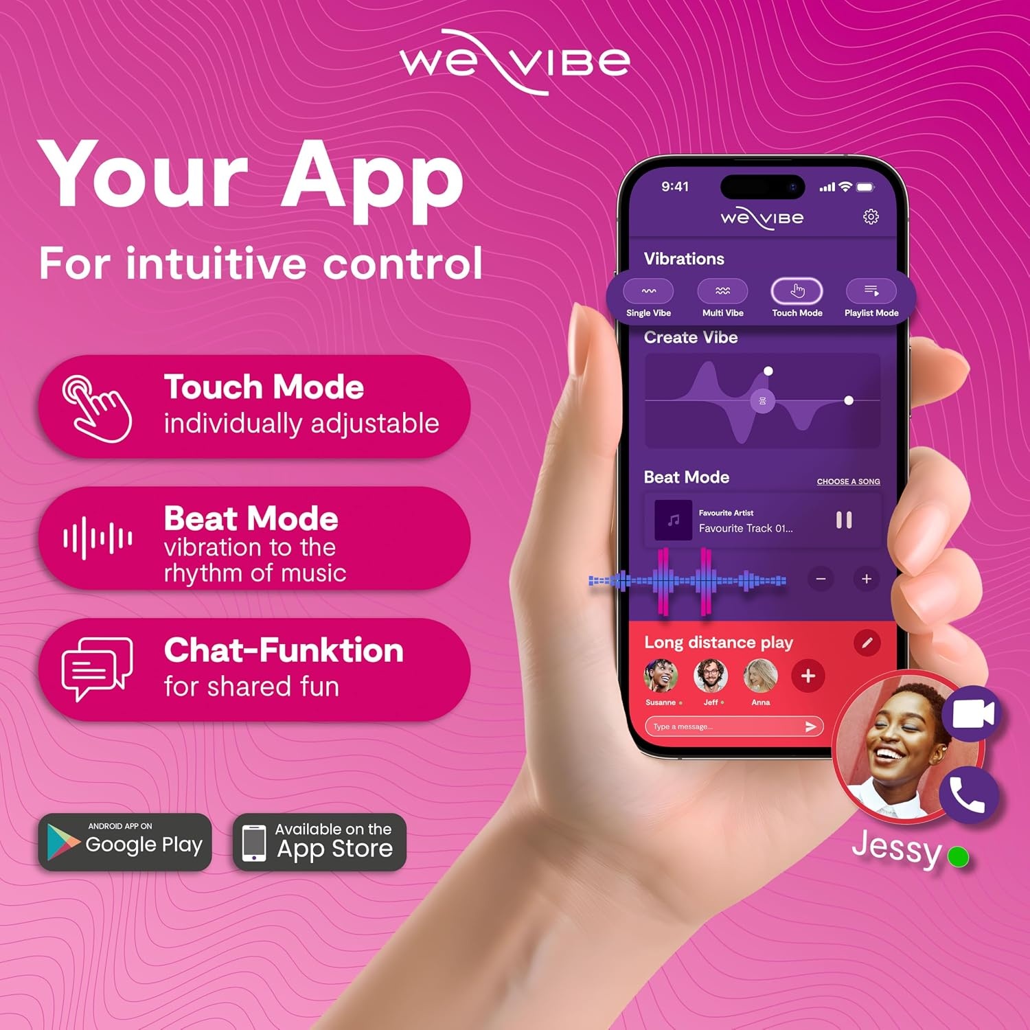 image:imageWeVibe Chorus Vibrating Sex Toys for Couples Remote Control Vibrator Wearable App Controlled Adult Toys for Women G Spot Clit amp Penis Sexual Stimulation Device Clitoral Couples Gift CoralCosmic Pink