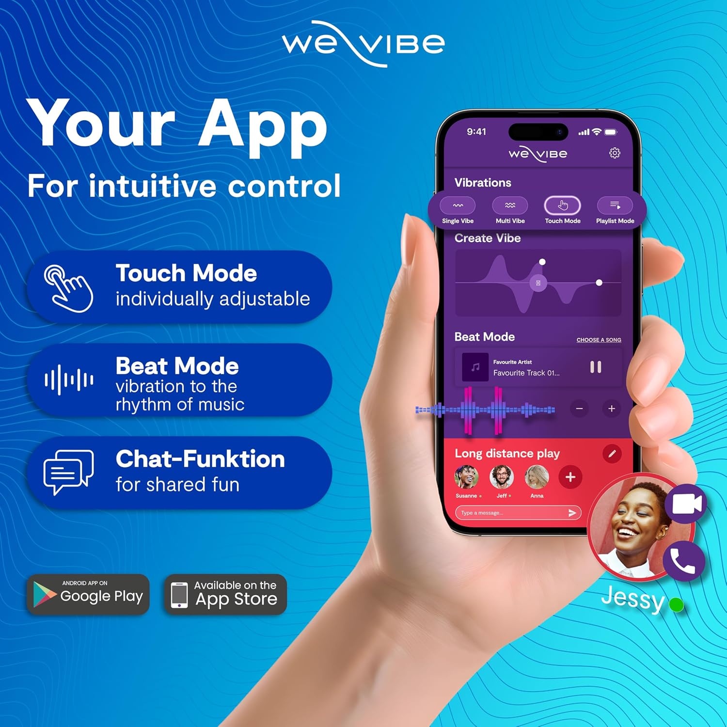 image:imageWeVibe Chorus Vibrating Sex Toys for Couples Remote Control Vibrator Wearable App Controlled Adult Toys for Women G Spot Clit amp Penis Sexual Stimulation Device Clitoral Couples Gift CoralMidnight Blue
