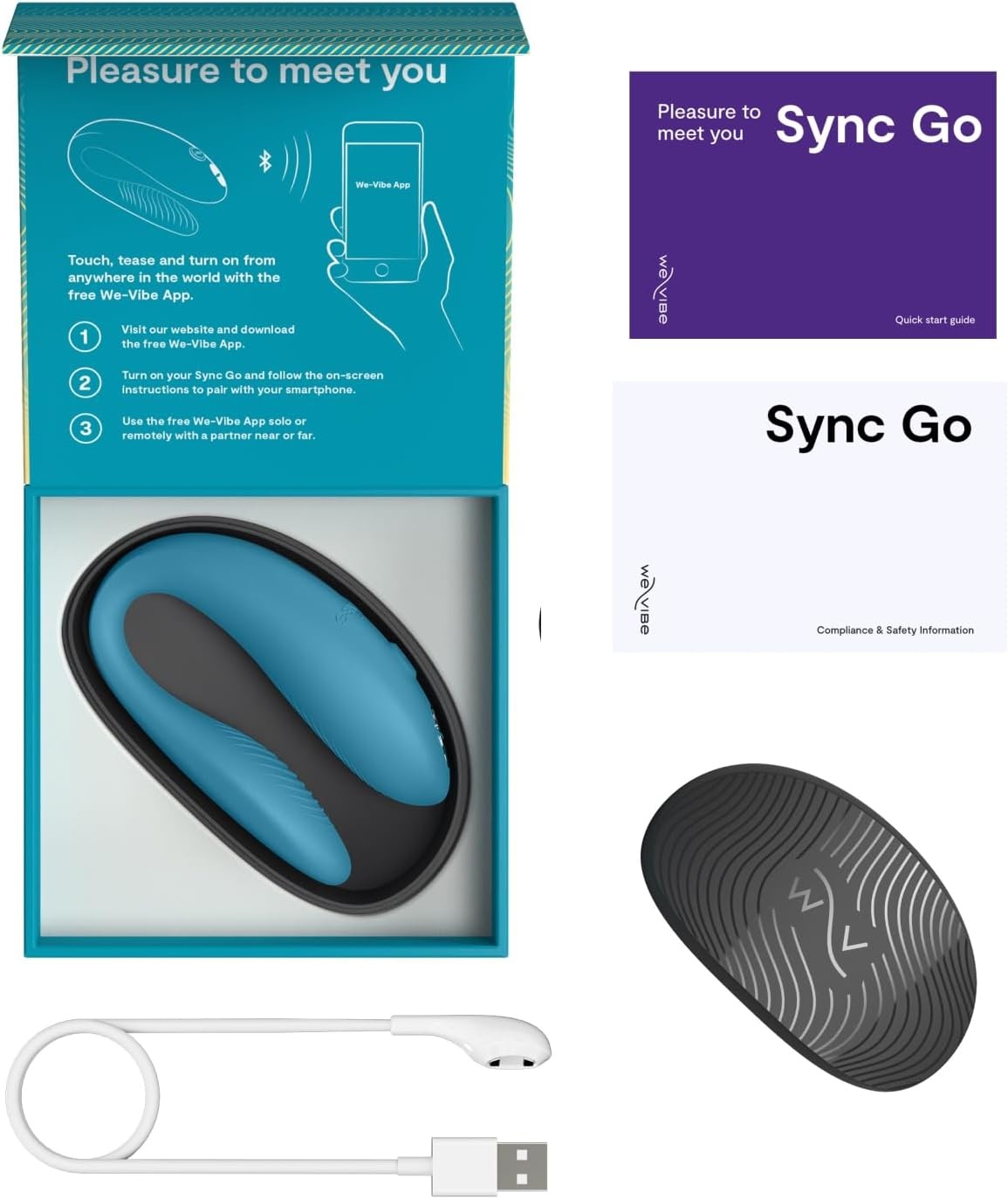 image:imageWeVibe Sync Go Couples Vibrator with Travel Case Wearable Vibrating Couples Adult Sex Toy App Controlled G Spot amp Clitoris Stimulator Dual Stimulation with 10 Speeds Rechargeable PurpleBlue