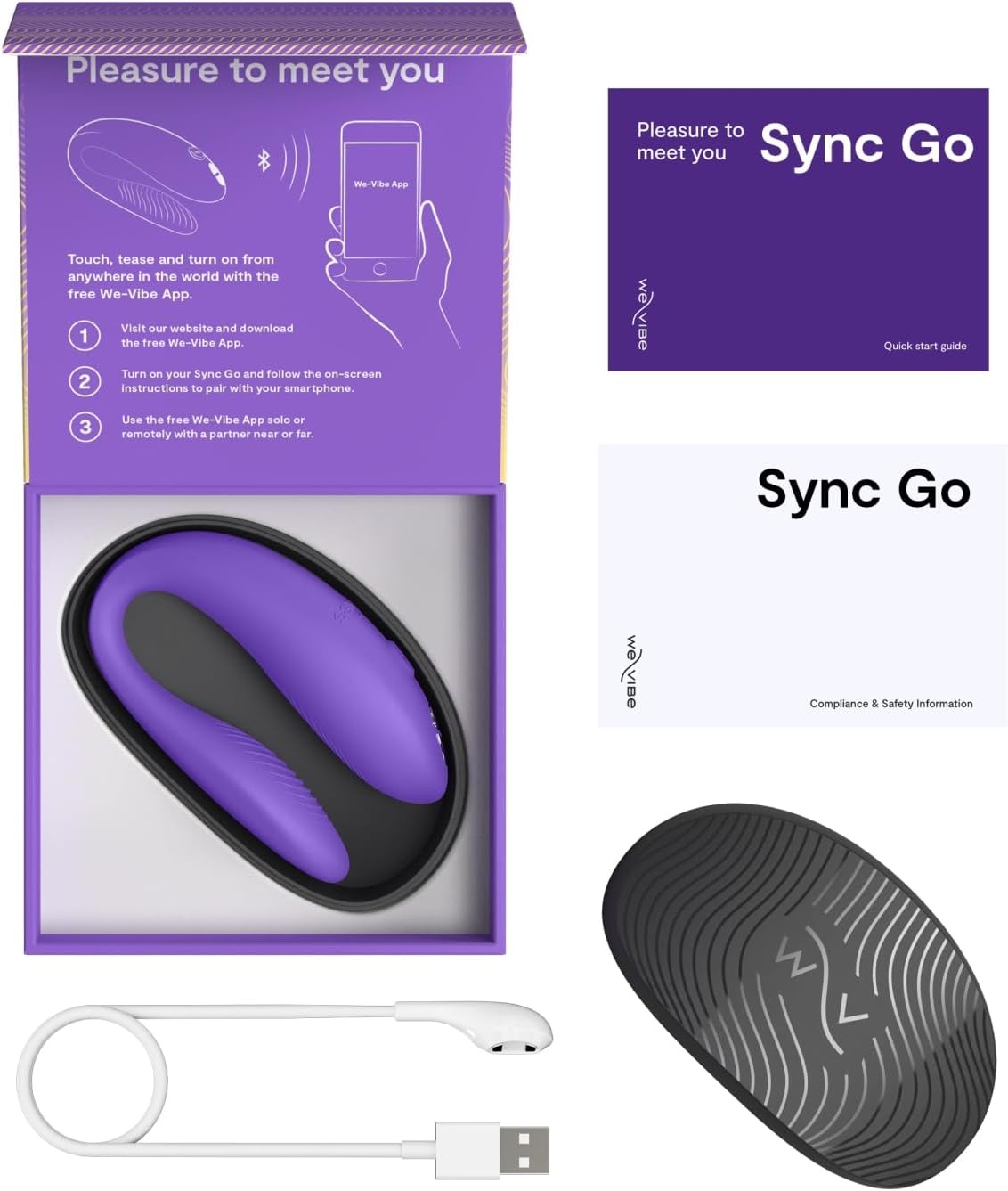 image:imageWeVibe Sync Go Couples Vibrator with Travel Case Wearable Vibrating Couples Adult Sex Toy App Controlled G Spot amp Clitoris Stimulator Dual Stimulation with 10 Speeds Rechargeable PurplePurple